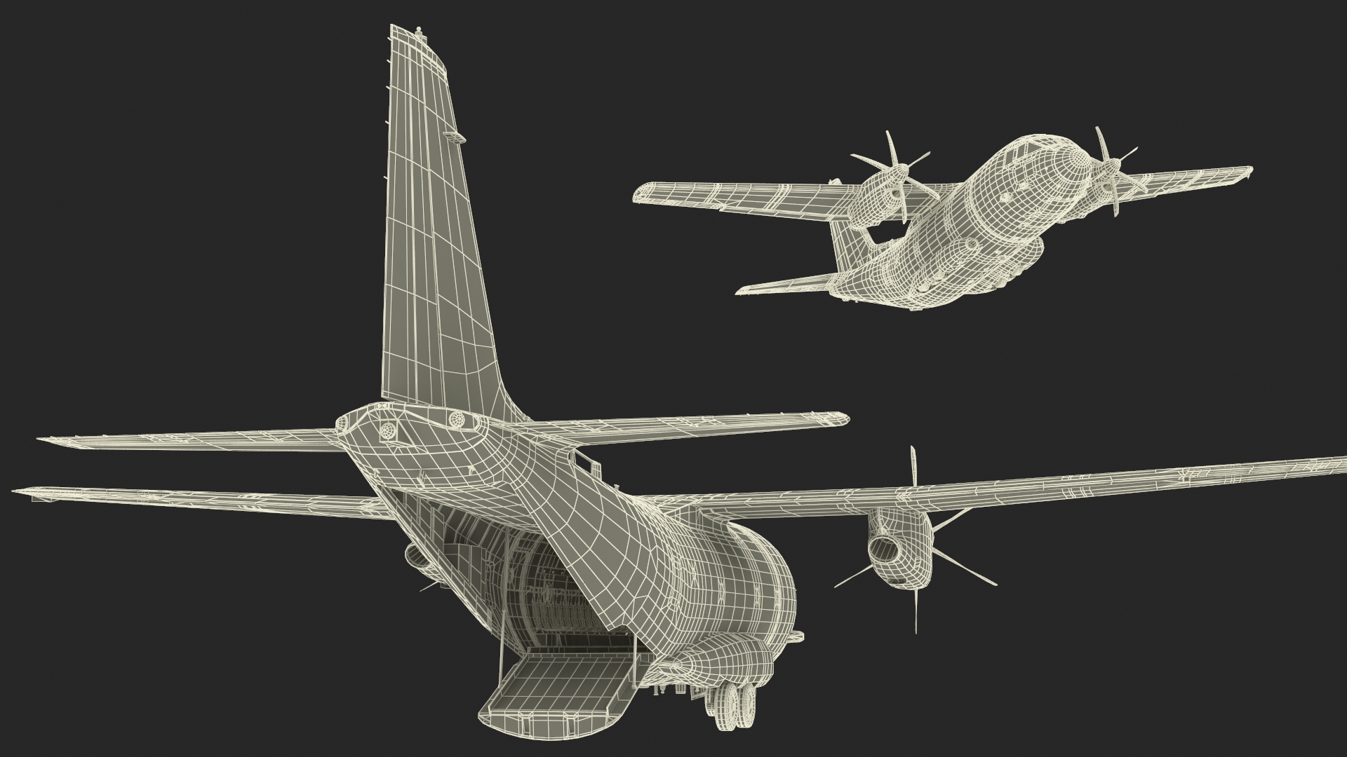 3D Multi-mission Aircraft Grey Rigged for Cinema 4D model