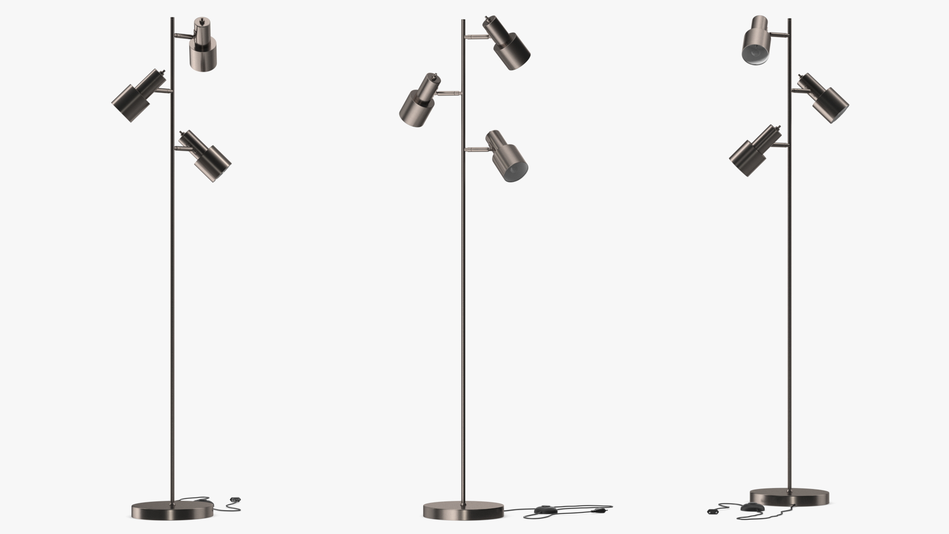 Floor Lamp with Three Shades Metal 3D model