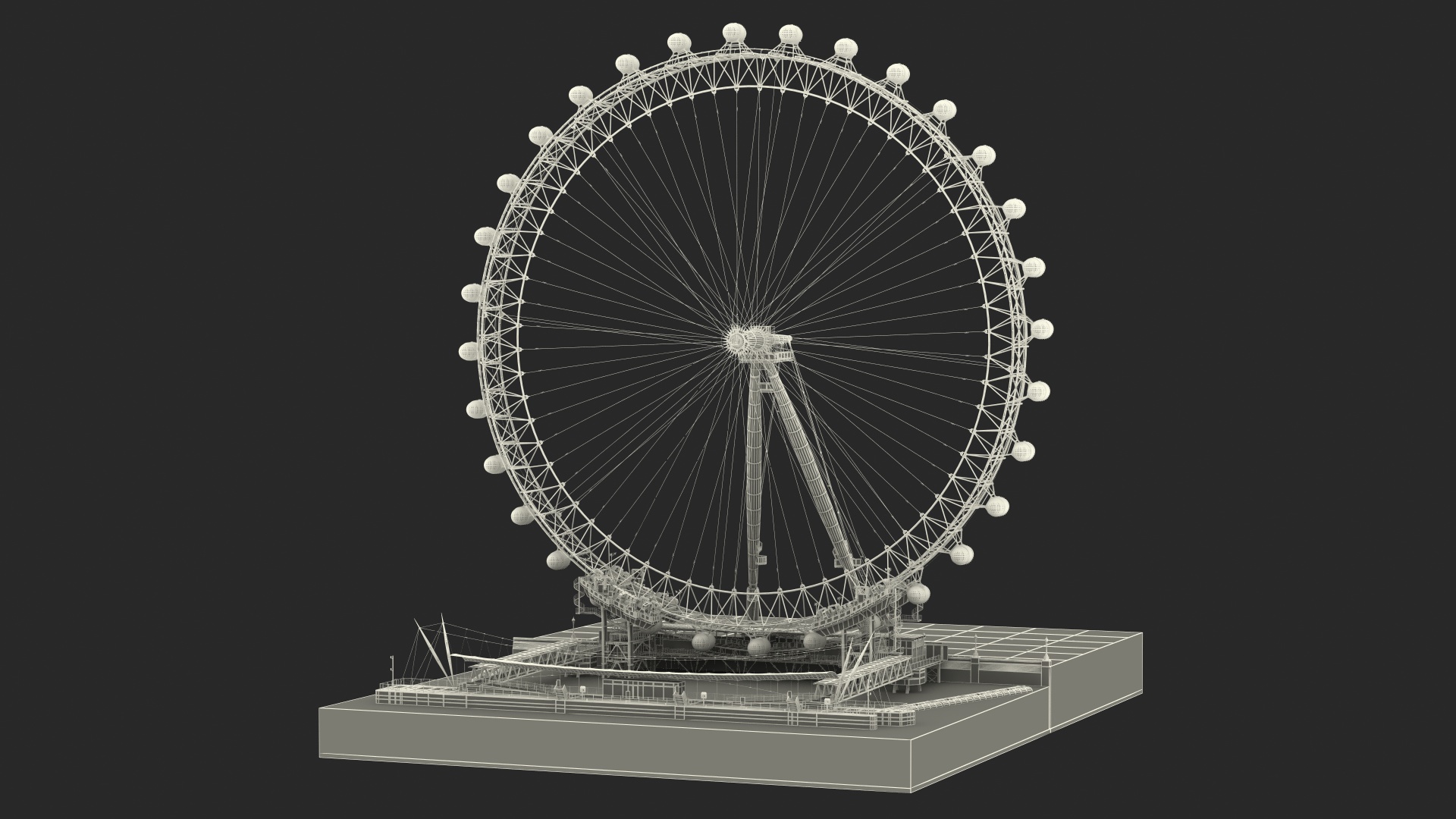 London Eye Millennium Wheel Rigged 3D model