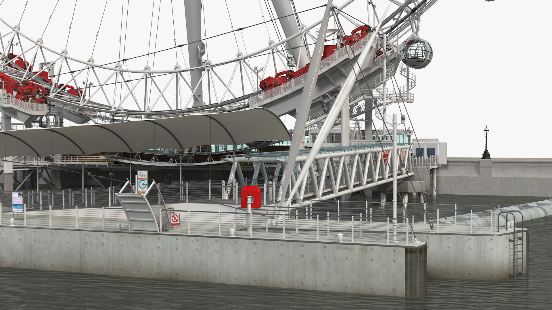 London Eye Millennium Wheel Rigged 3D model