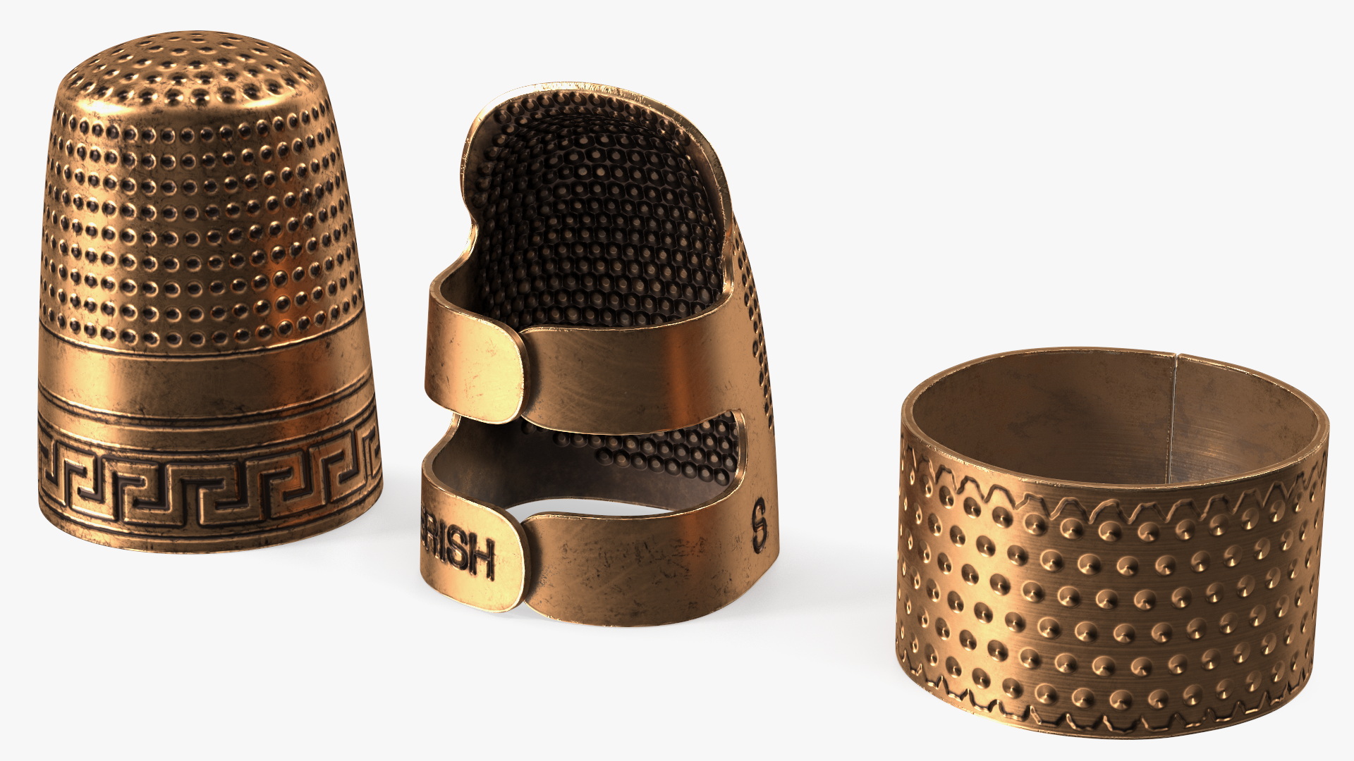 3D Sewing Thimbles Bronze Set