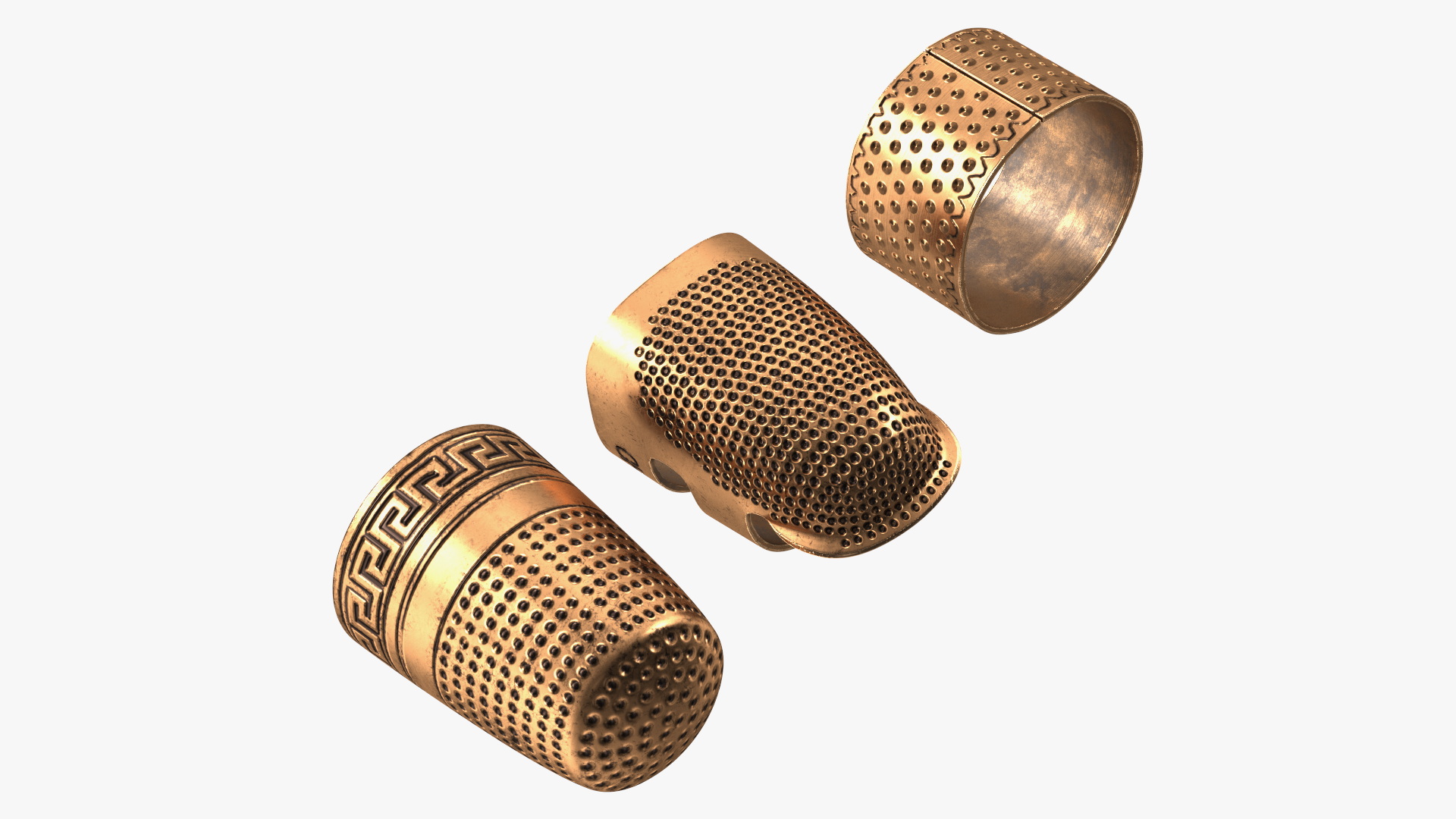 3D Sewing Thimbles Bronze Set