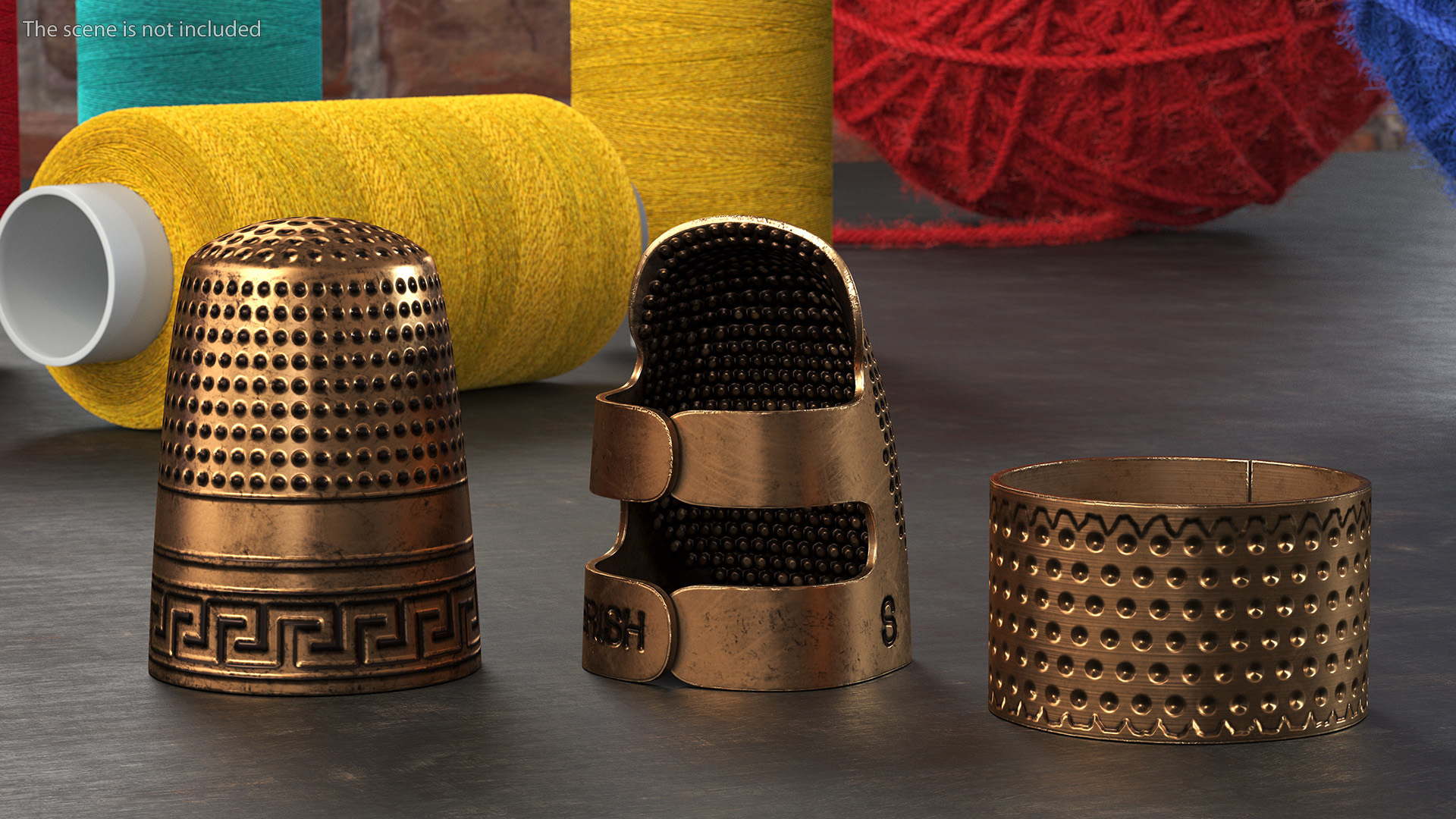 3D Sewing Thimbles Bronze Set