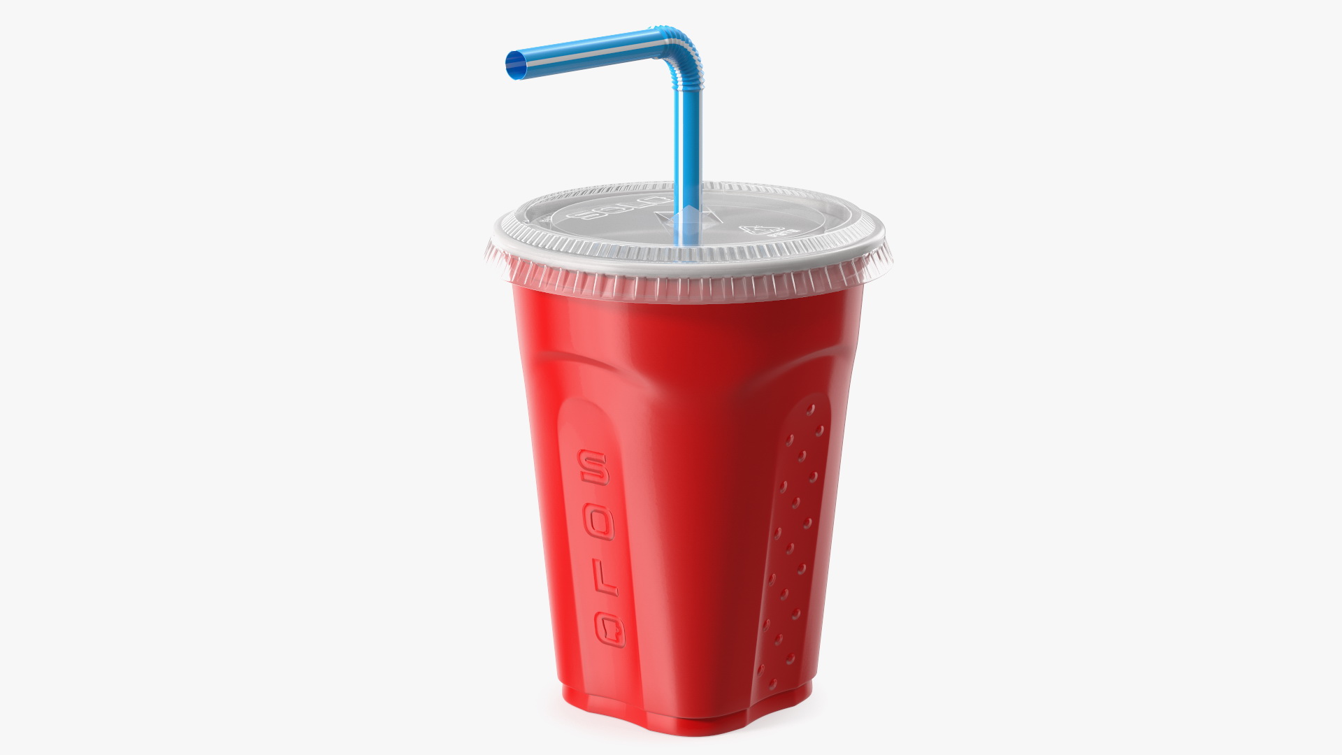 Solo Squared Plastic Cup with Lid and Straw Red 3D