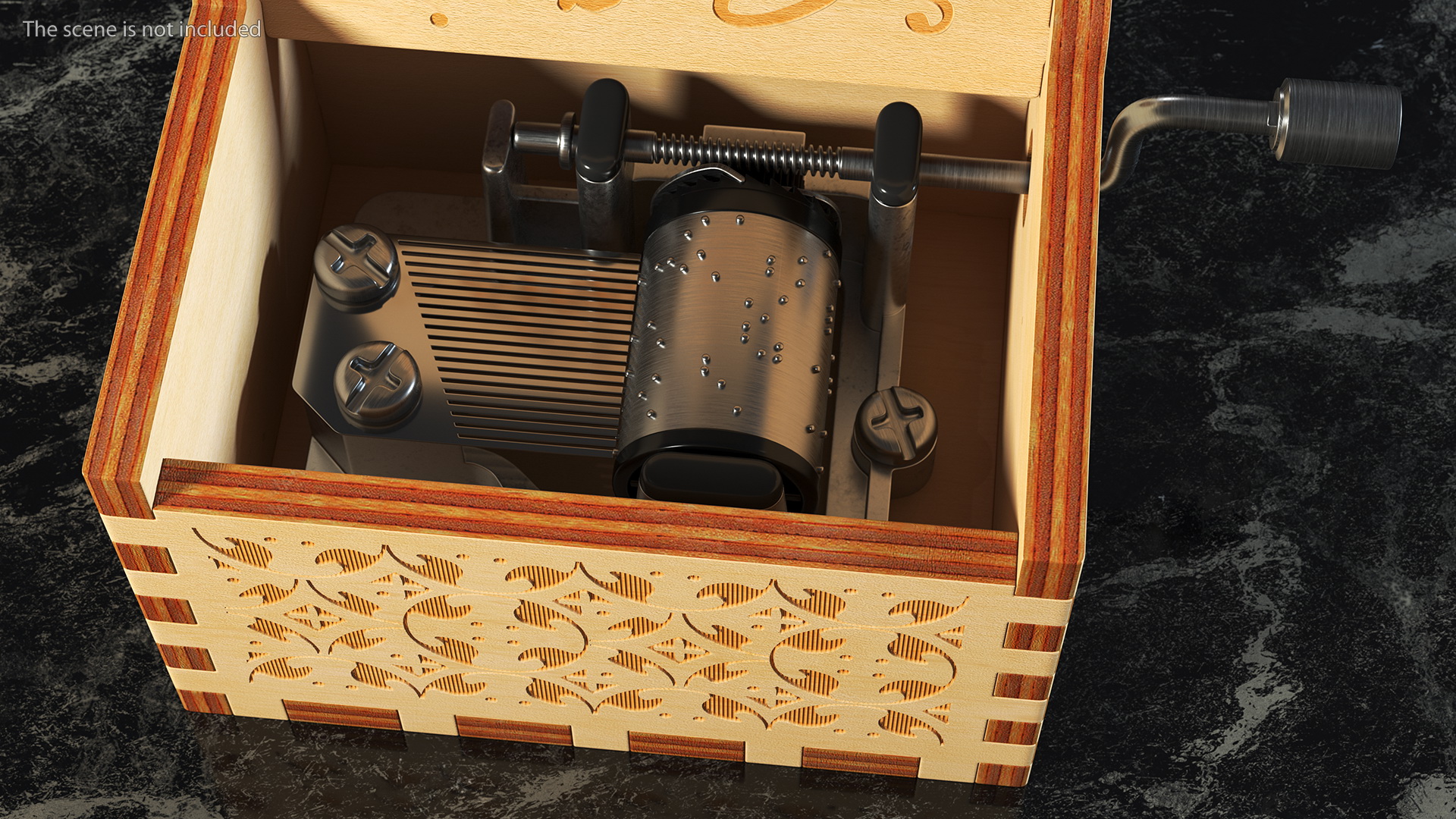 Wooden Hand Crank Music Box 3D