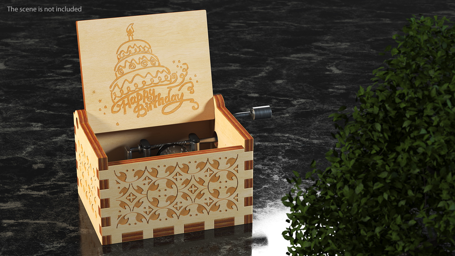 Wooden Hand Crank Music Box 3D