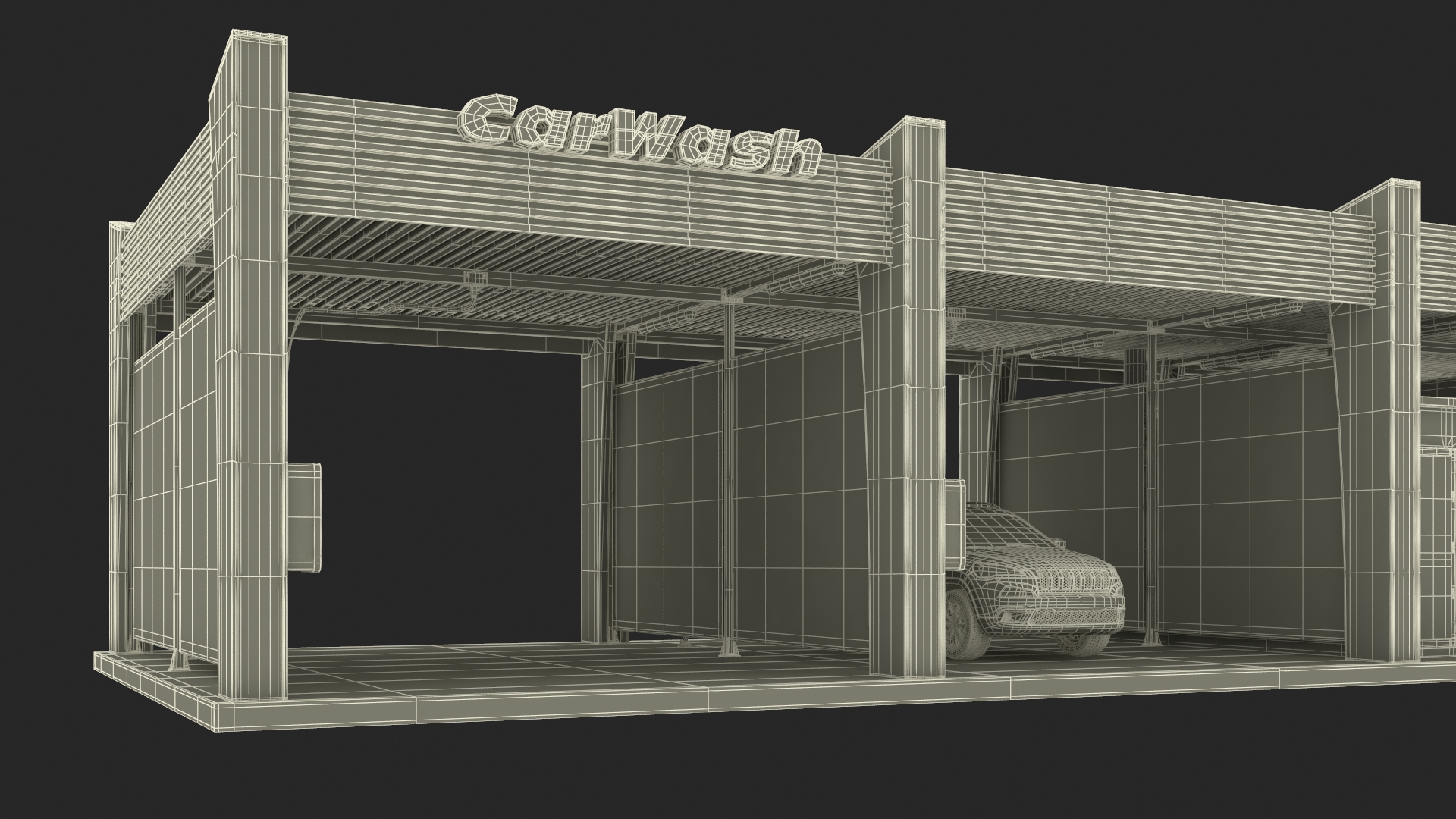 3D model Self Service Car Wash with Vehicles