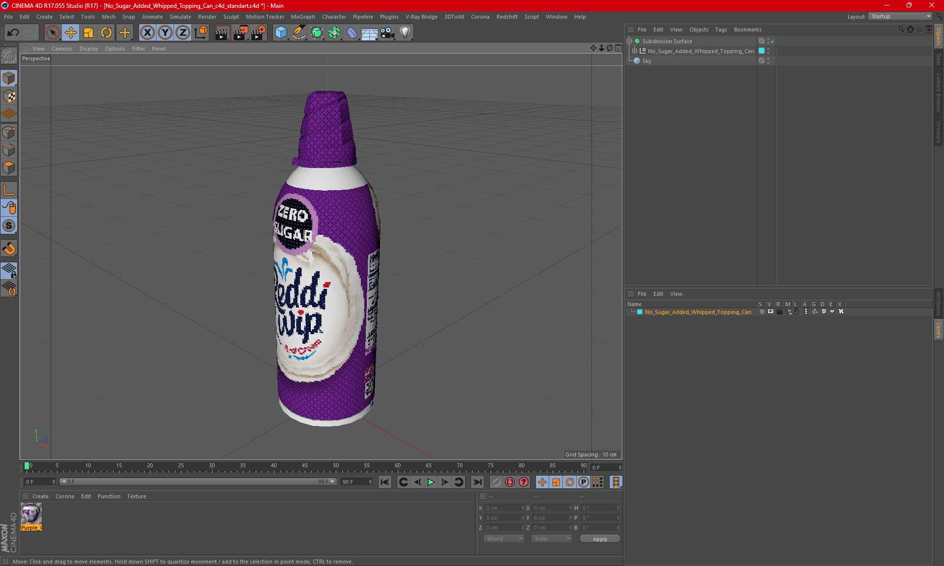 No Sugar Added Whipped Topping Can 3D model