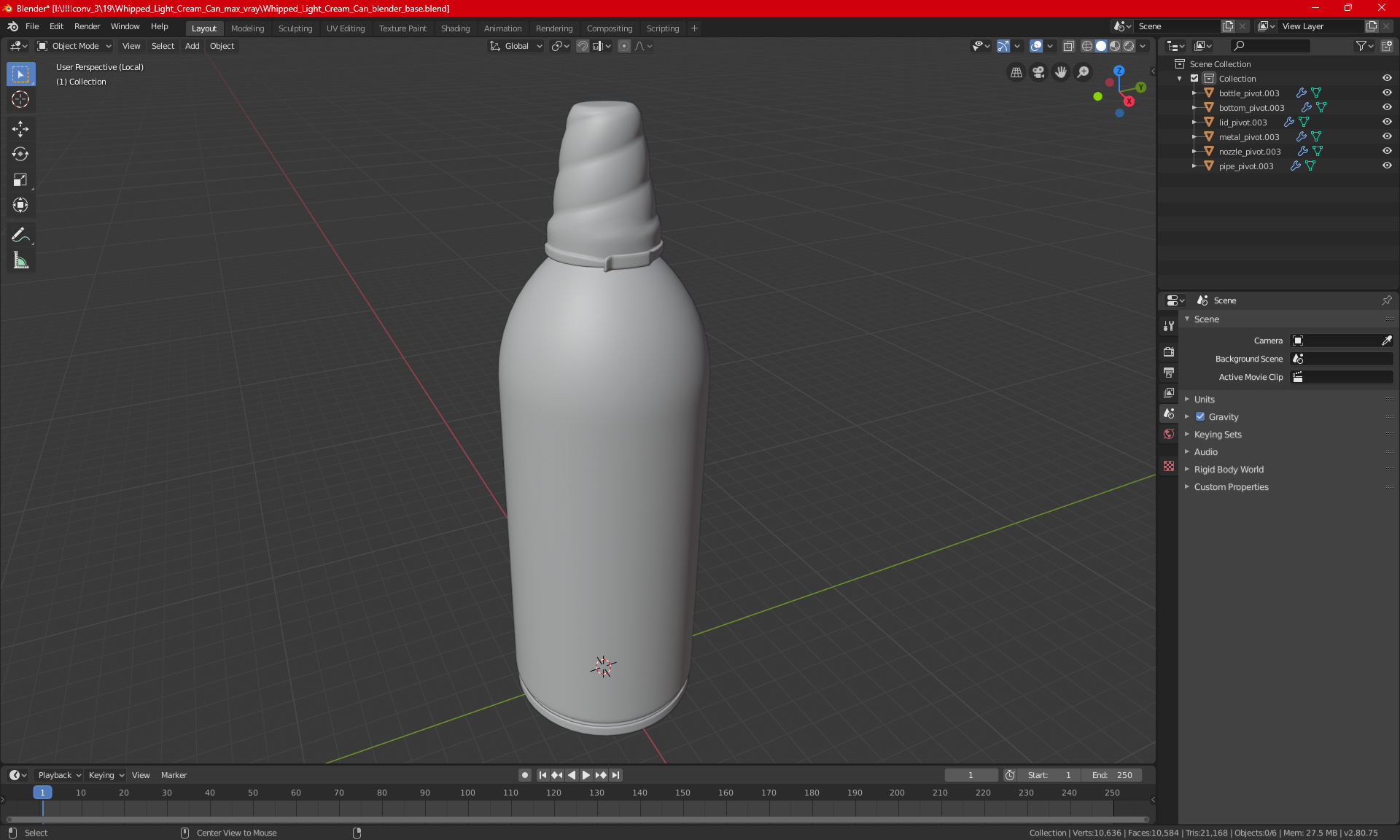 No Sugar Added Whipped Topping Can 3D model