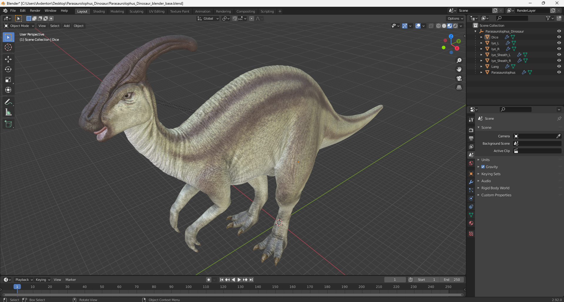 Parasaurolophus Dinosaur 3D model