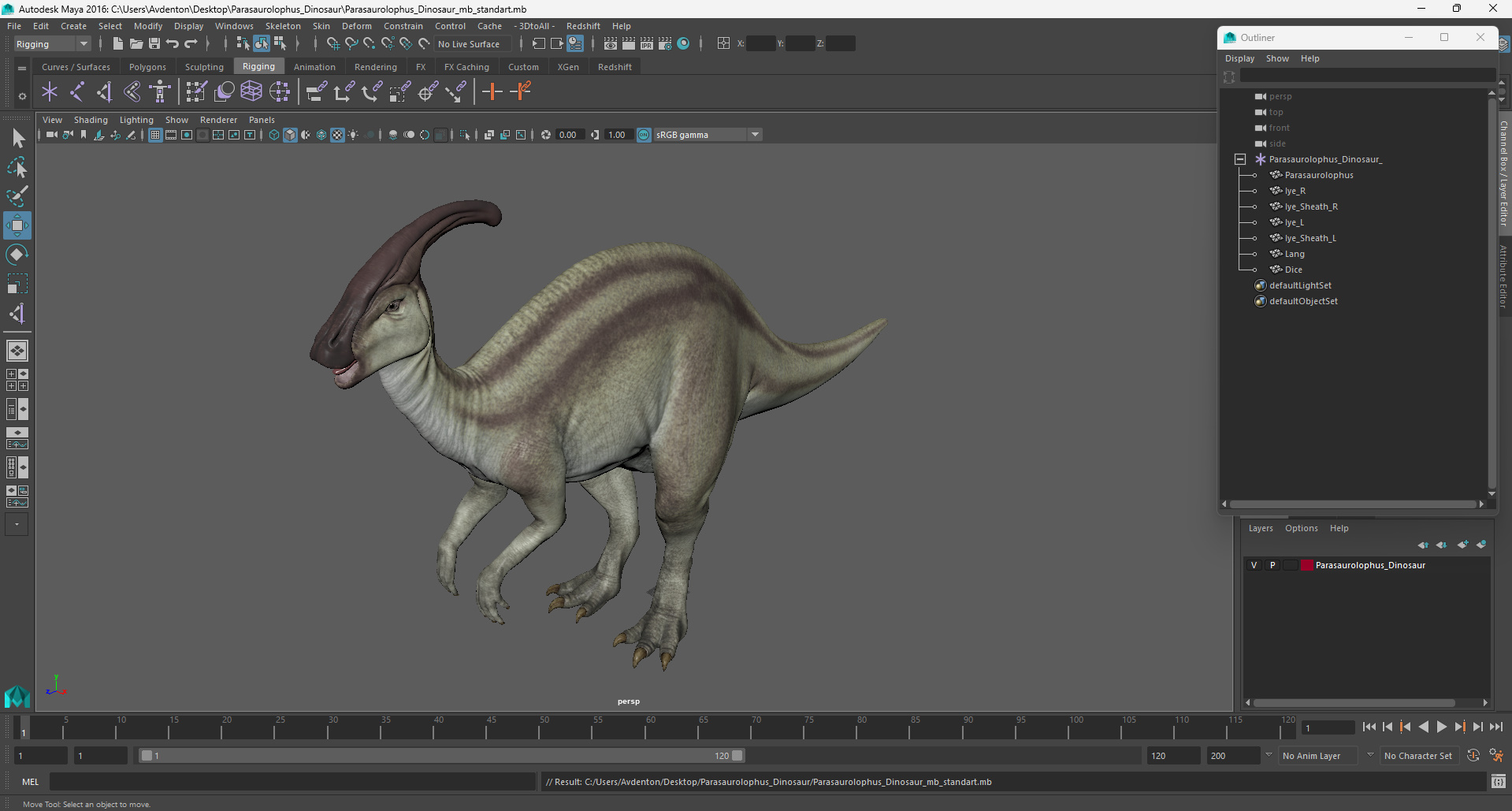 Parasaurolophus Dinosaur 3D model