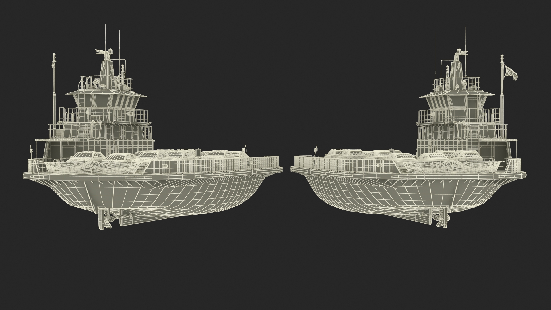 3D model Ferry Ship with Brand Vehicles