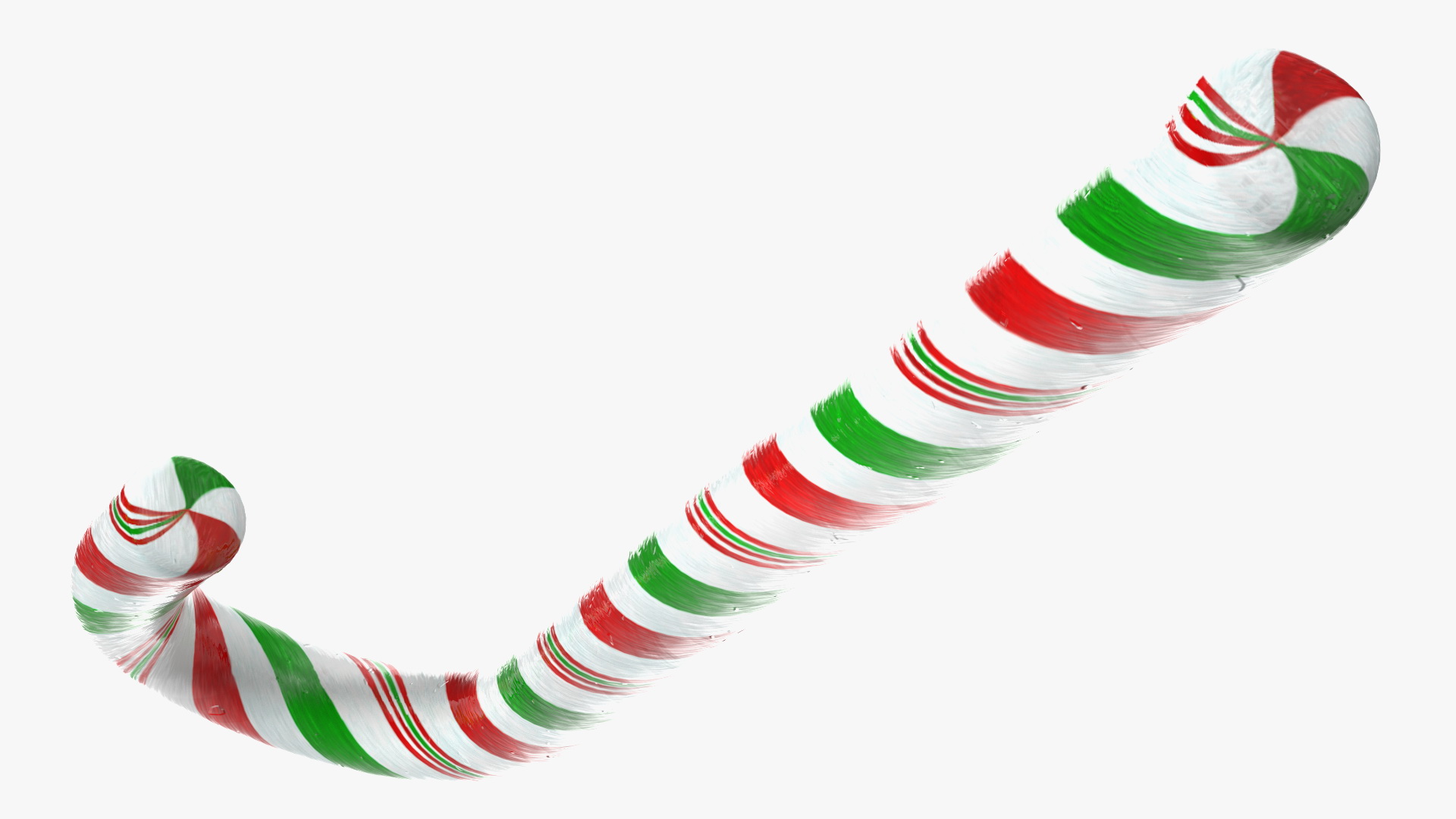 Christmas Cane Lollipop Red and Green 3D