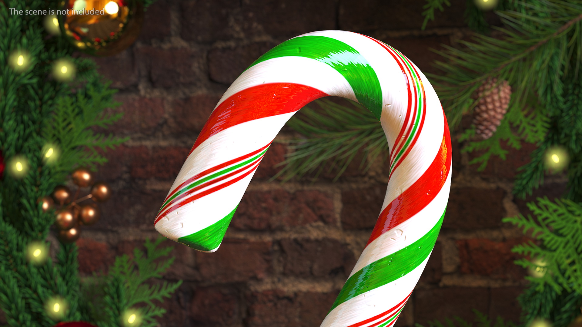 Christmas Cane Lollipop Red and Green 3D