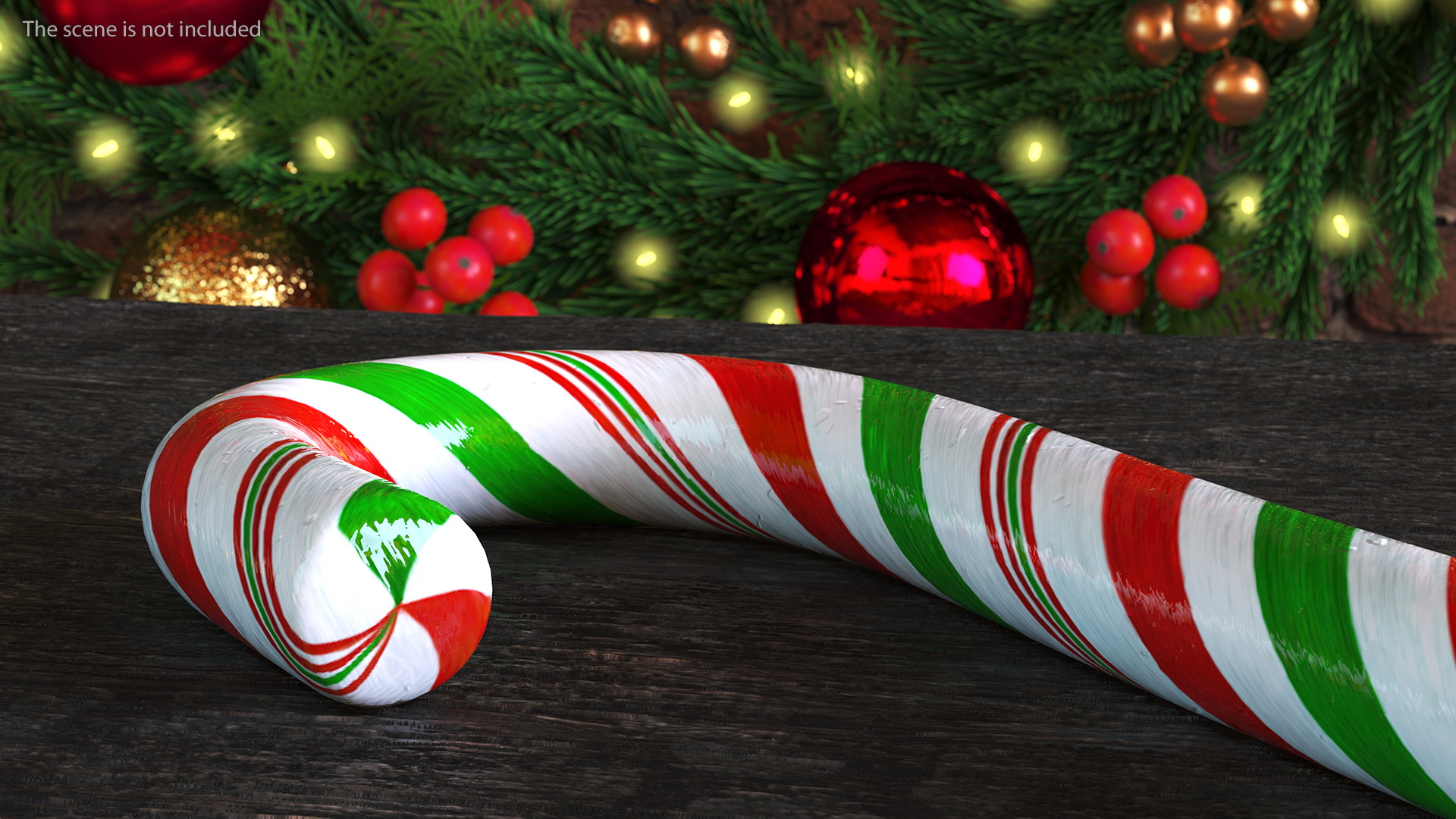 Christmas Cane Lollipop Red and Green 3D