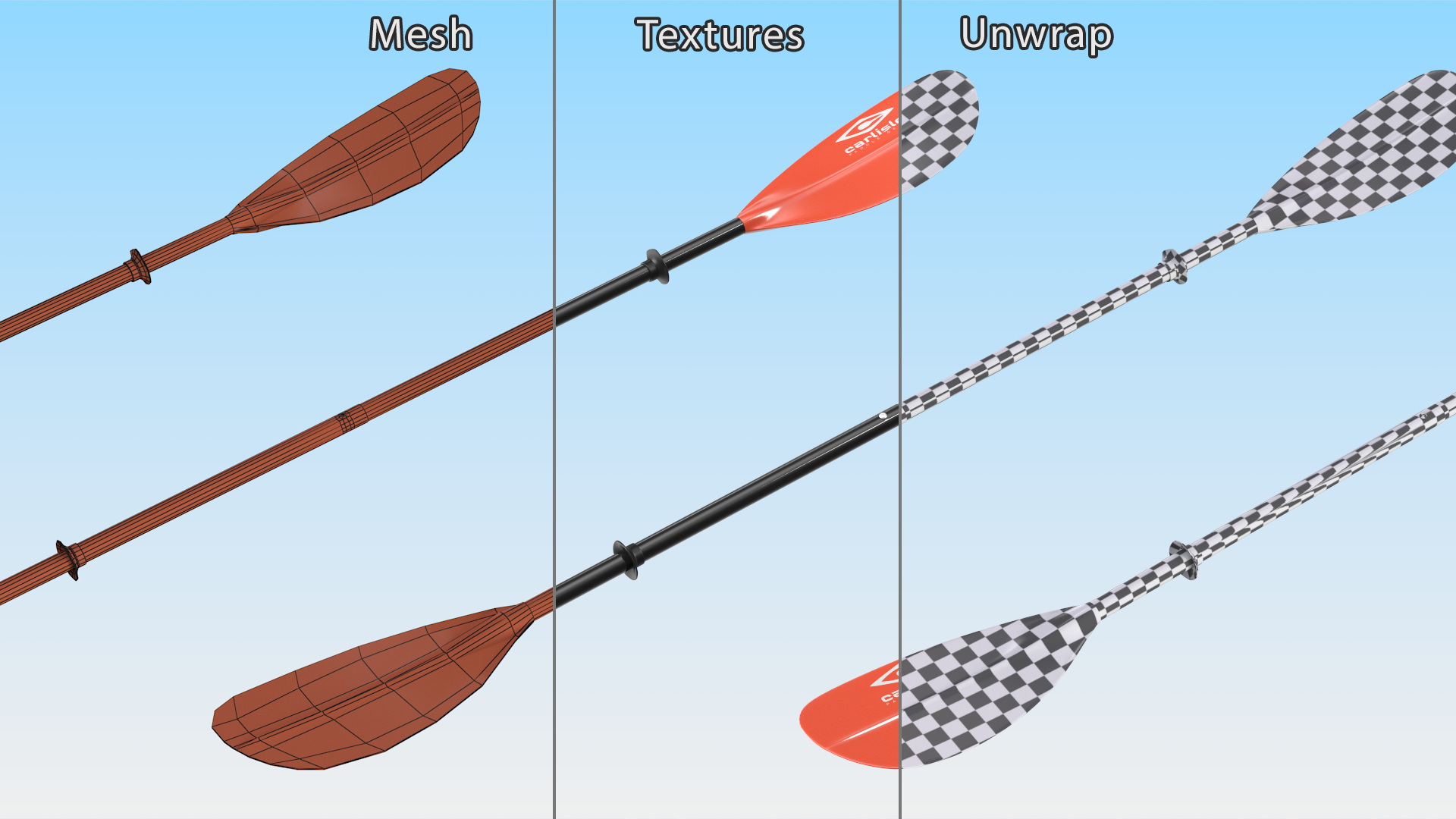 Aluminium Kayak Paddle 3D