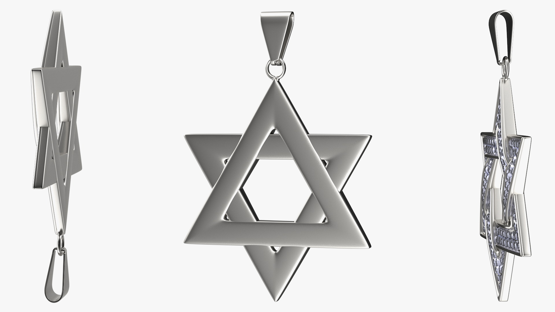 3D Star of David Necklace with Diamonds