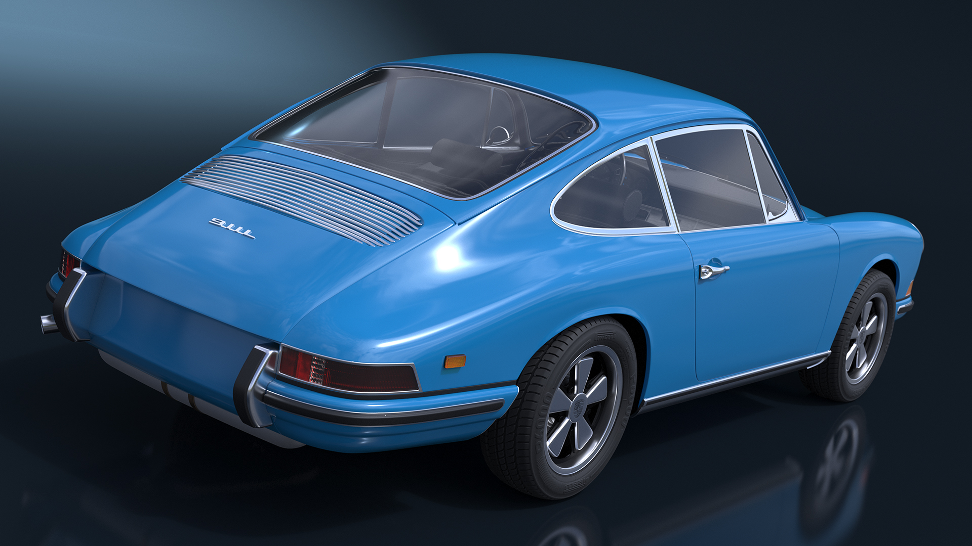 Porsche 911 1968 Blue Simplified 3D