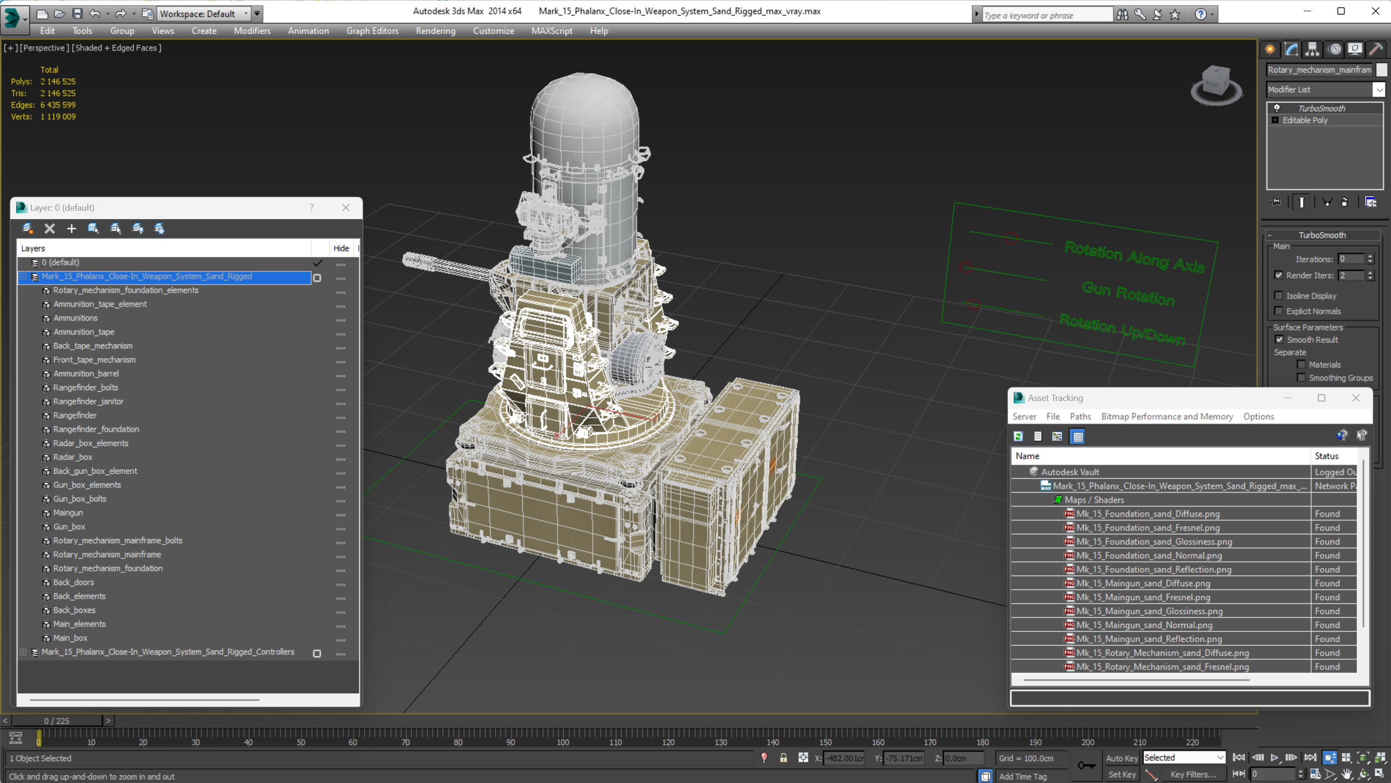 Mark 15 Phalanx Close-In Weapon System Sand Rigged for Maya 3D model