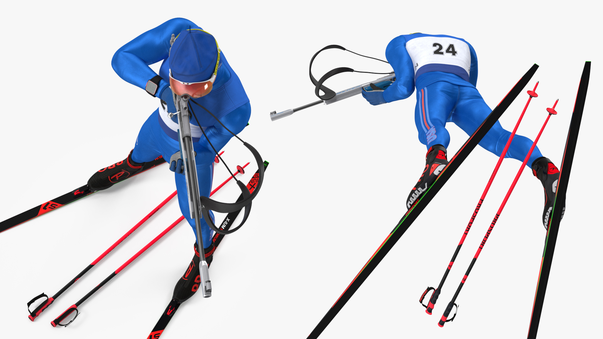 Biathlete Fully Equipped USA Team Standing Pose 3D