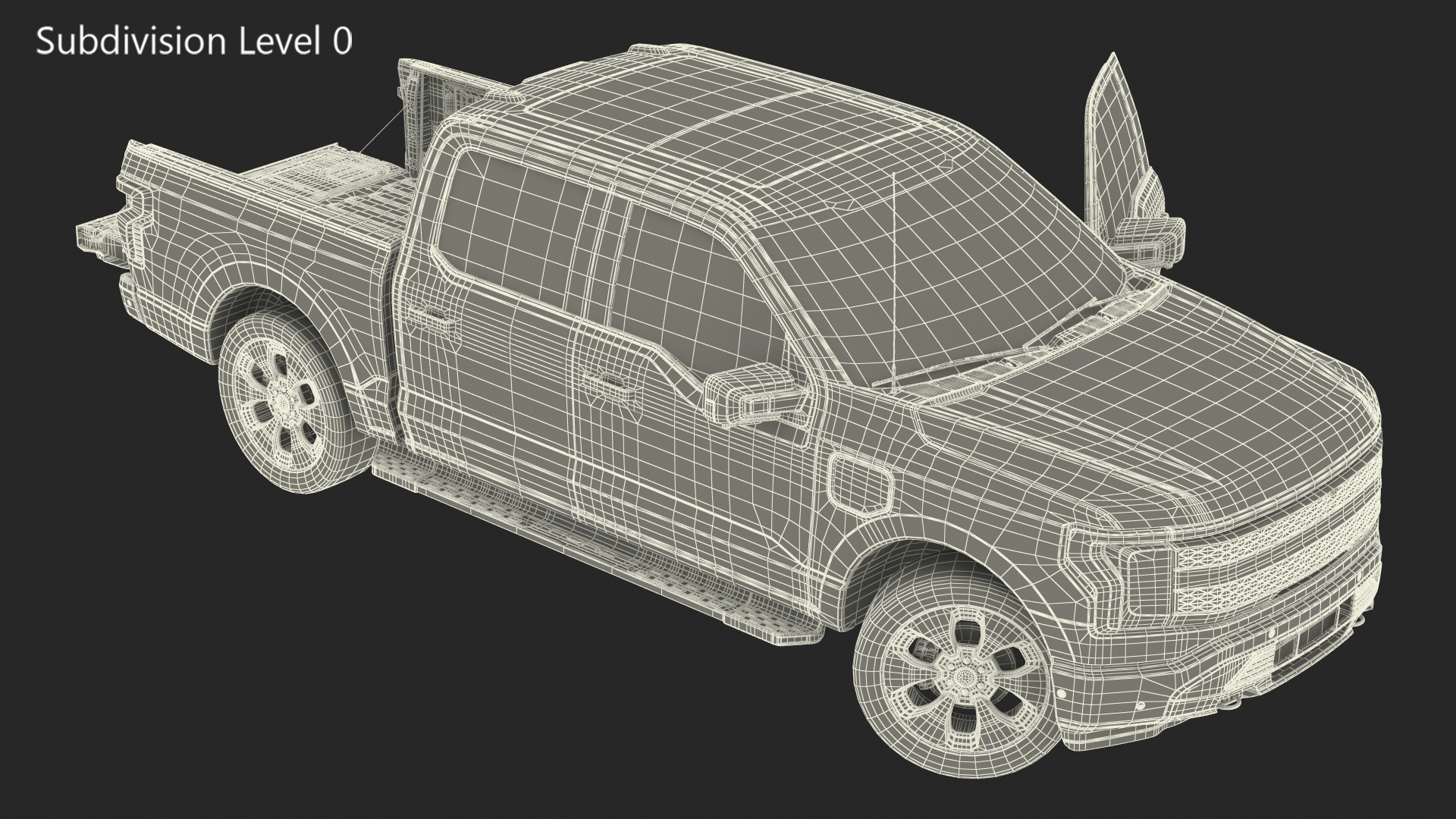 3D Electric Pickup Truck Rigged model