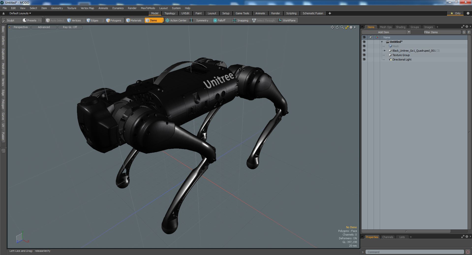 Black Unitree Go1 Quadruped 3D