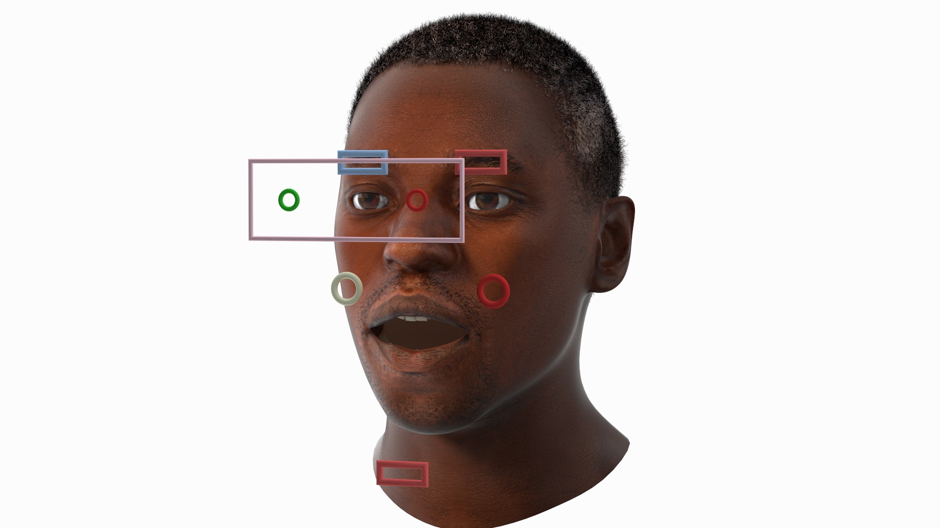 Handsome African American Male Head Rigged 3D