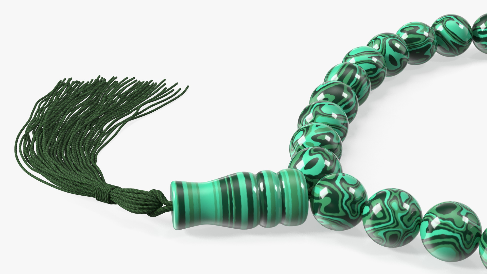 3D model Traditional Islamic Prayer Beads with Tassel Green