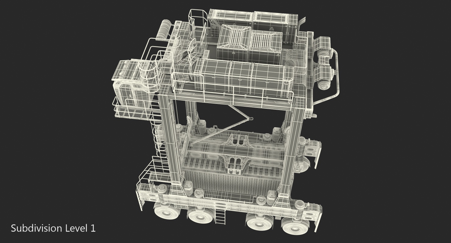 Straddle Carrier with 20ft ISO Container Rigged 3D