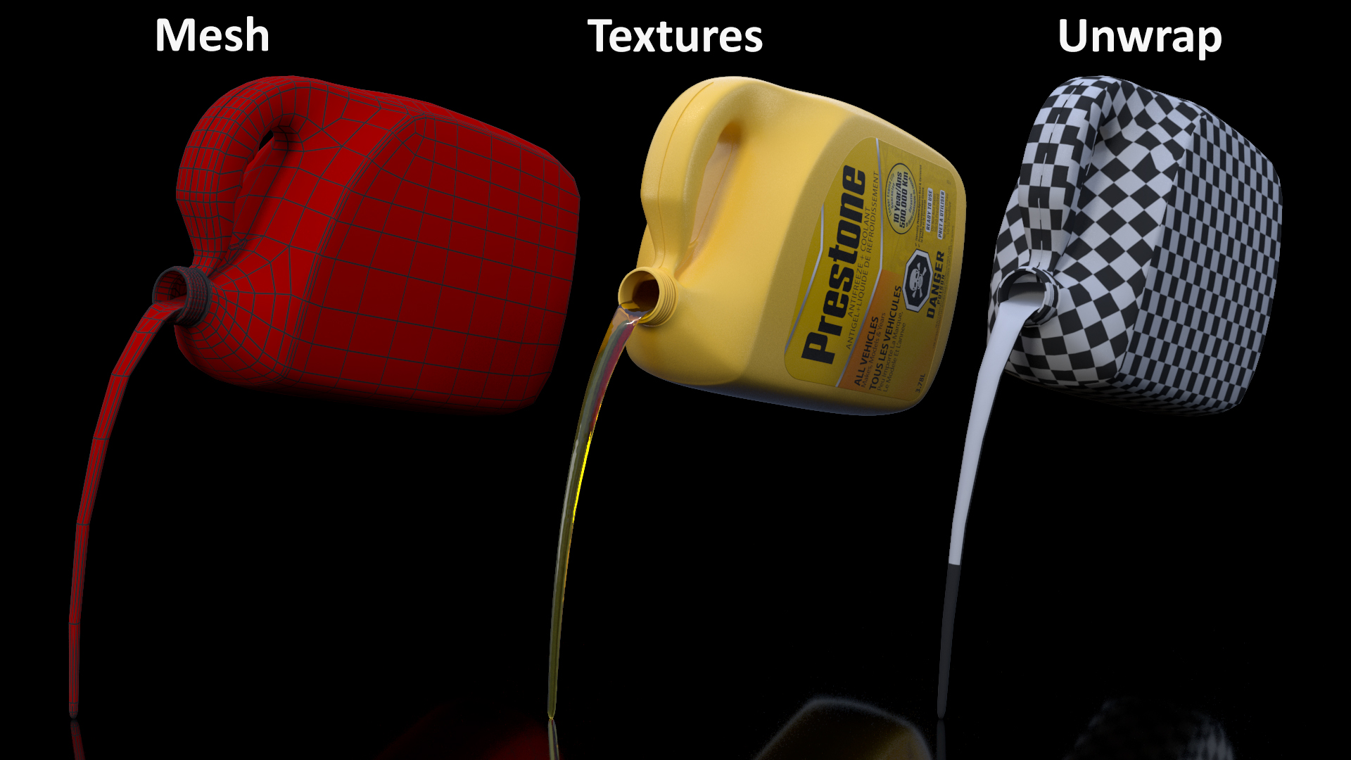 3D Prestone Yellow Antifreeze Pouring Out model