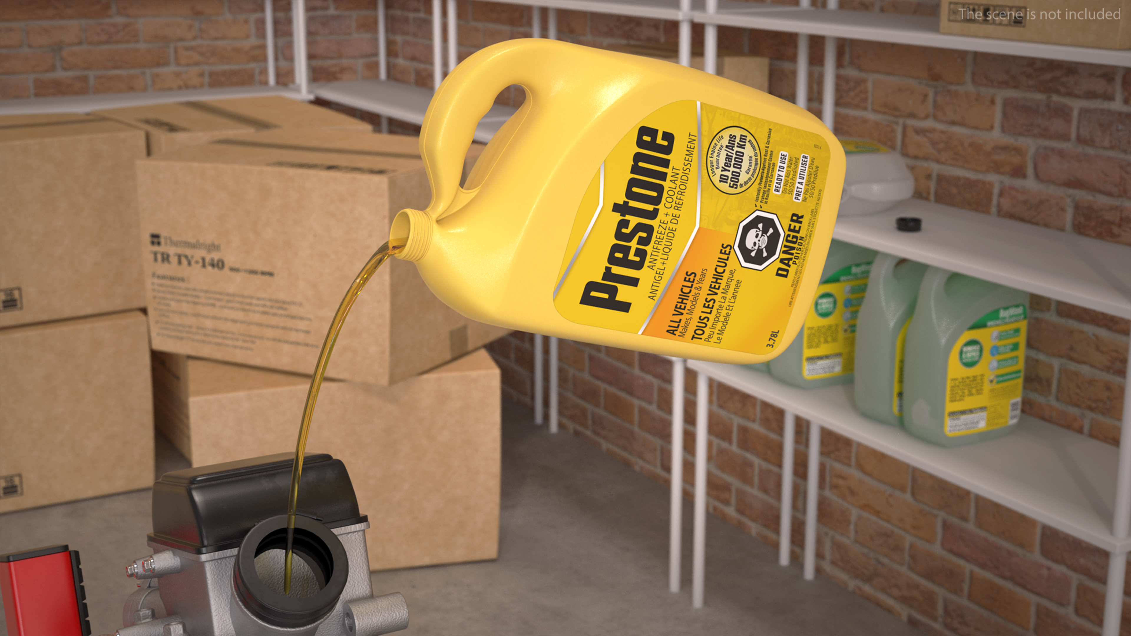 3D Prestone Yellow Antifreeze Pouring Out model