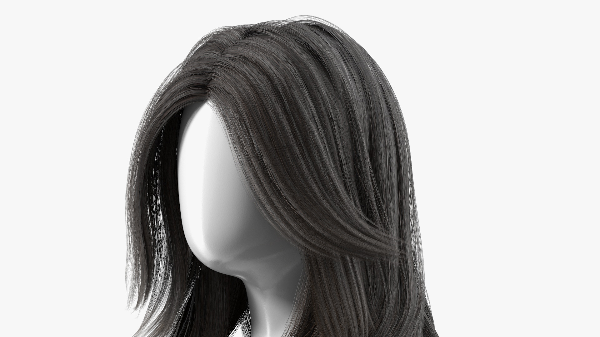 3D Long Wavy Hairstyle Wig Dark model