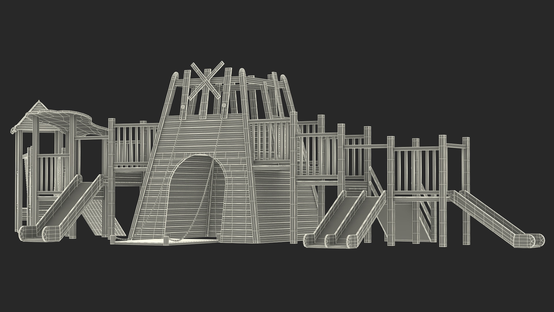 Wooden Playground Structure 3D