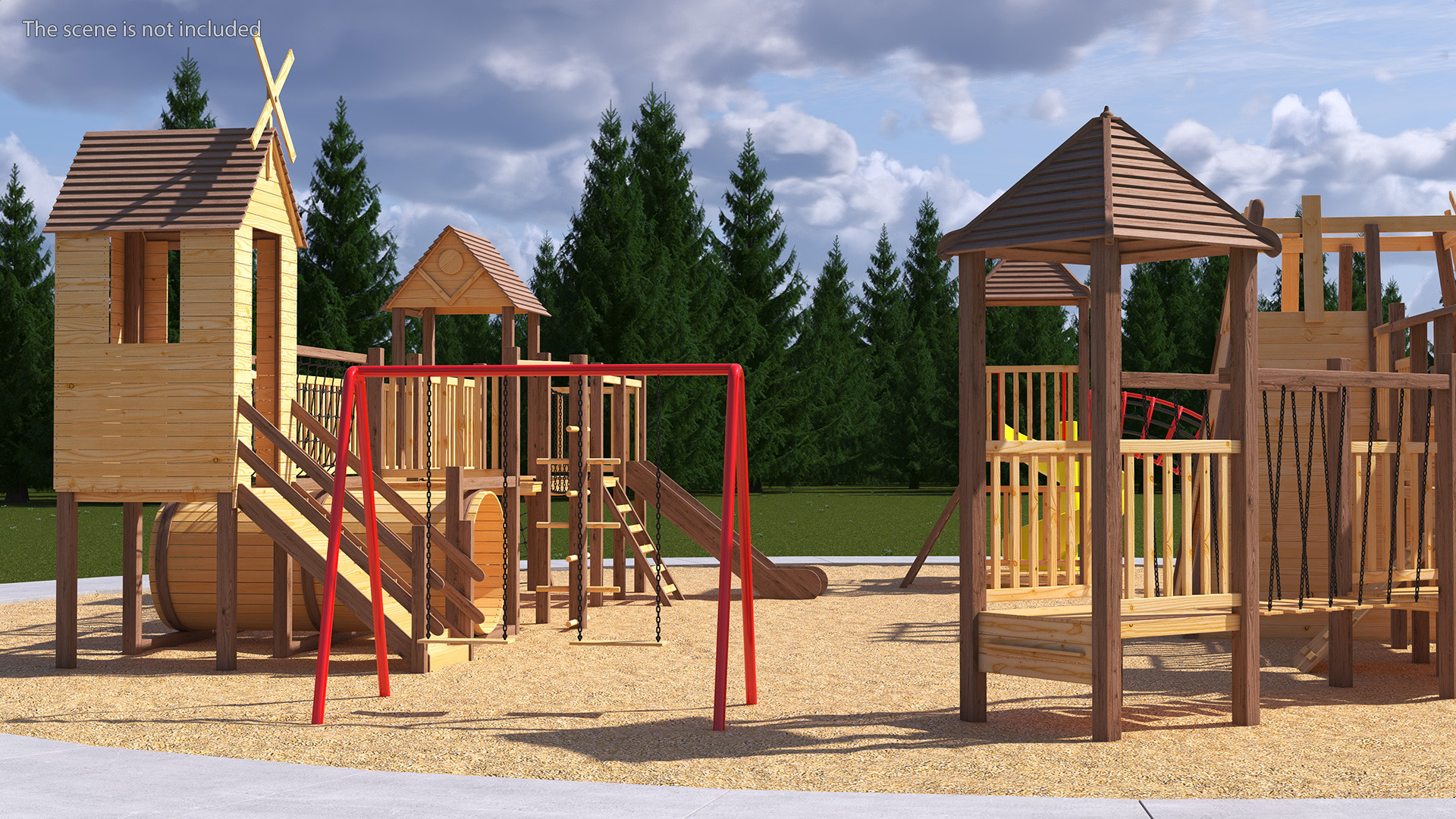 Wooden Playground Structure 3D