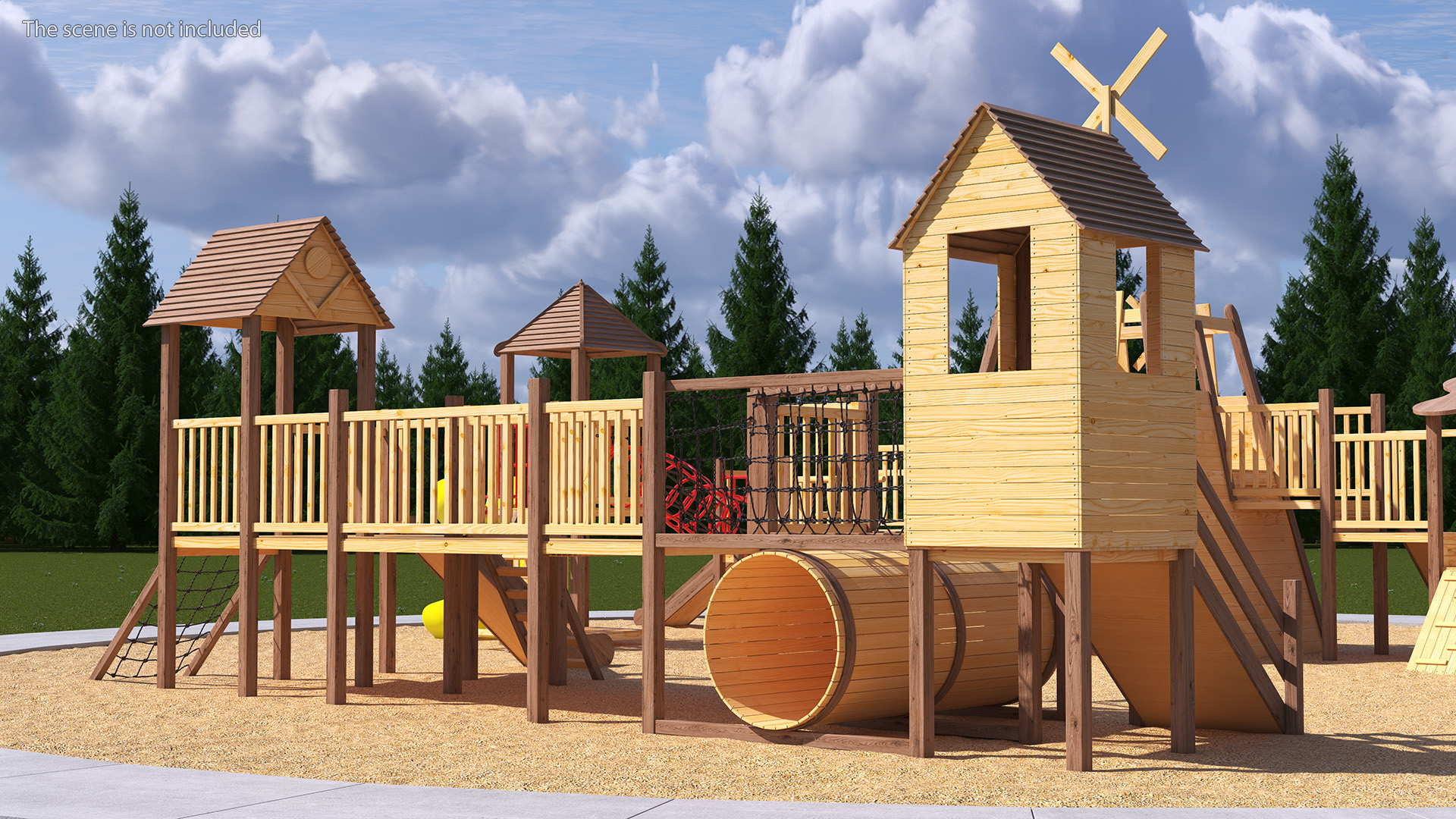 Wooden Playground Structure 3D