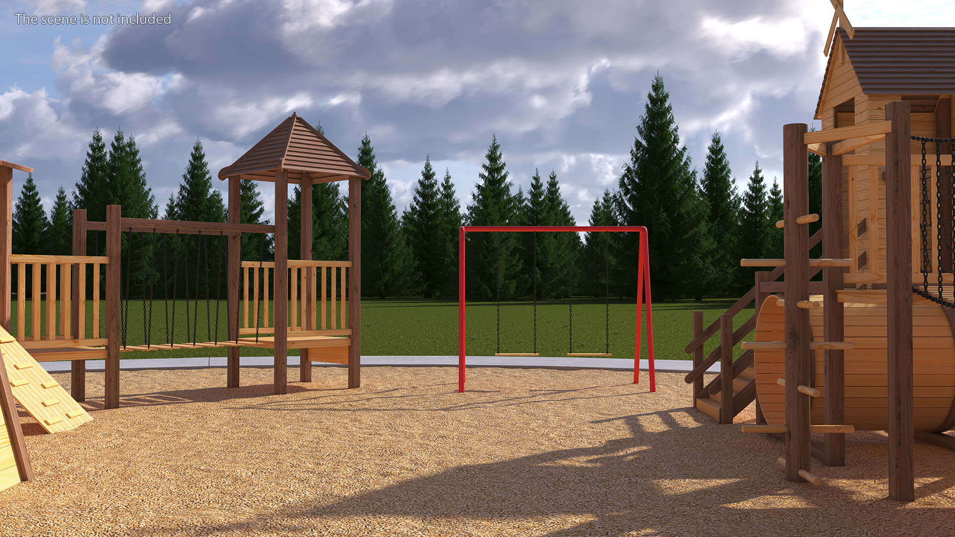 Wooden Playground Structure 3D