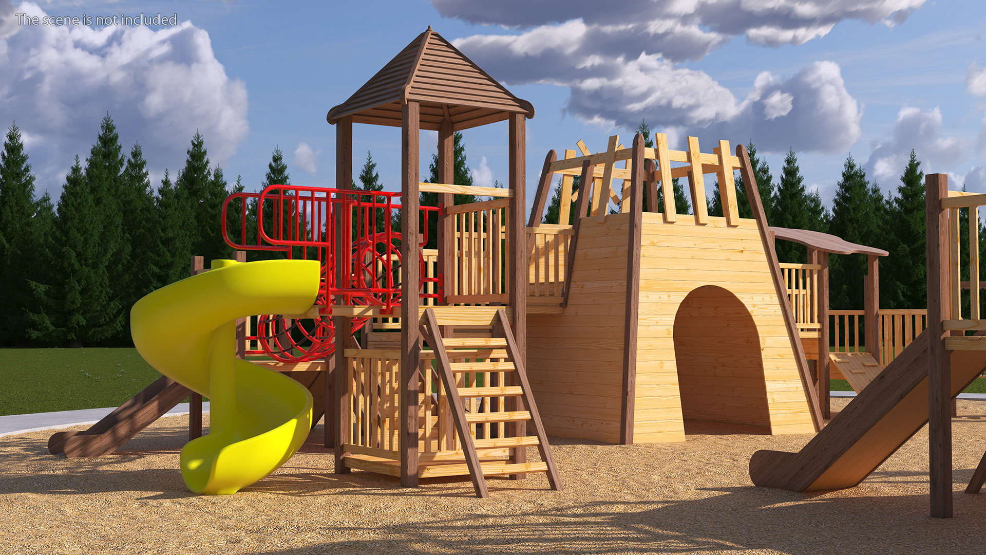 Wooden Playground Structure 3D