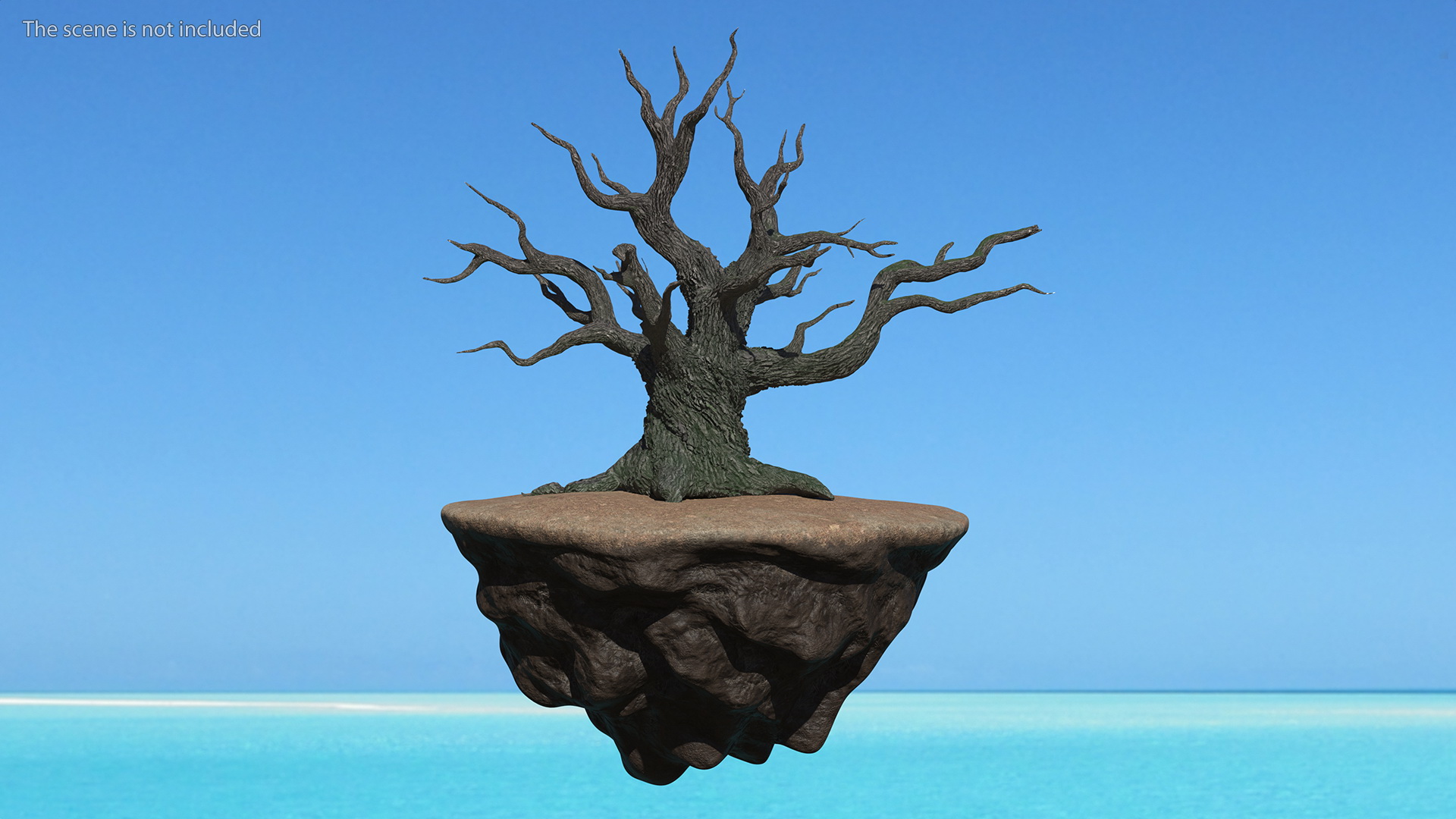 Round Soil Ground Island with Dead Tree 3D model