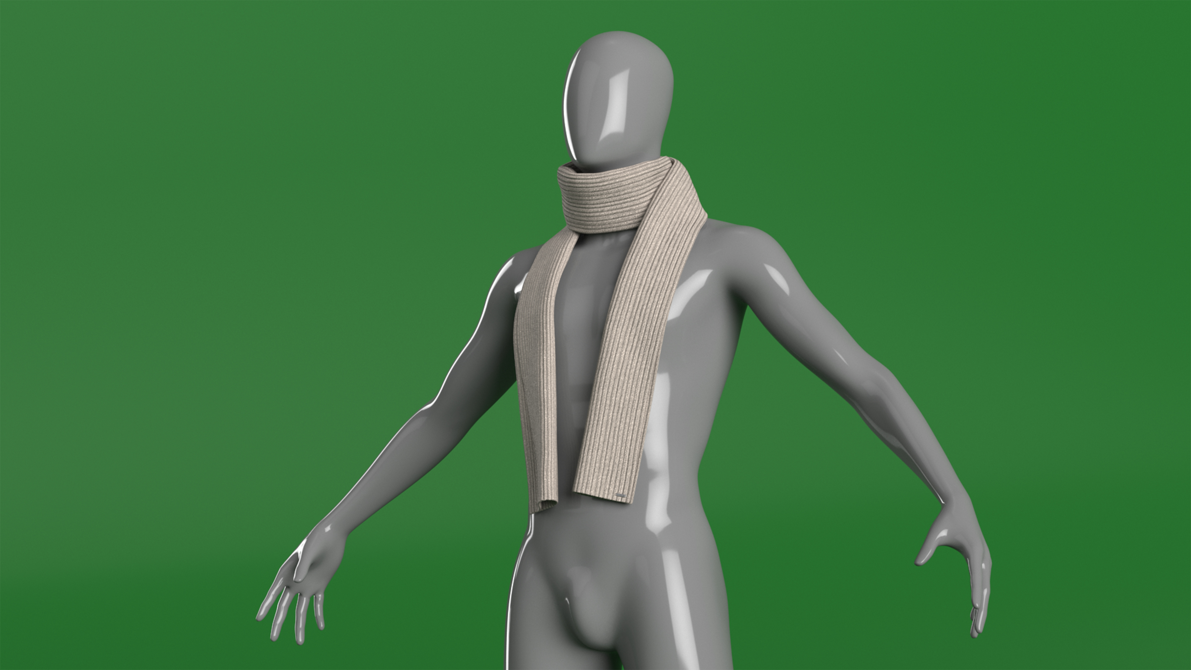 Beige Scarf Once Around Style 3D model