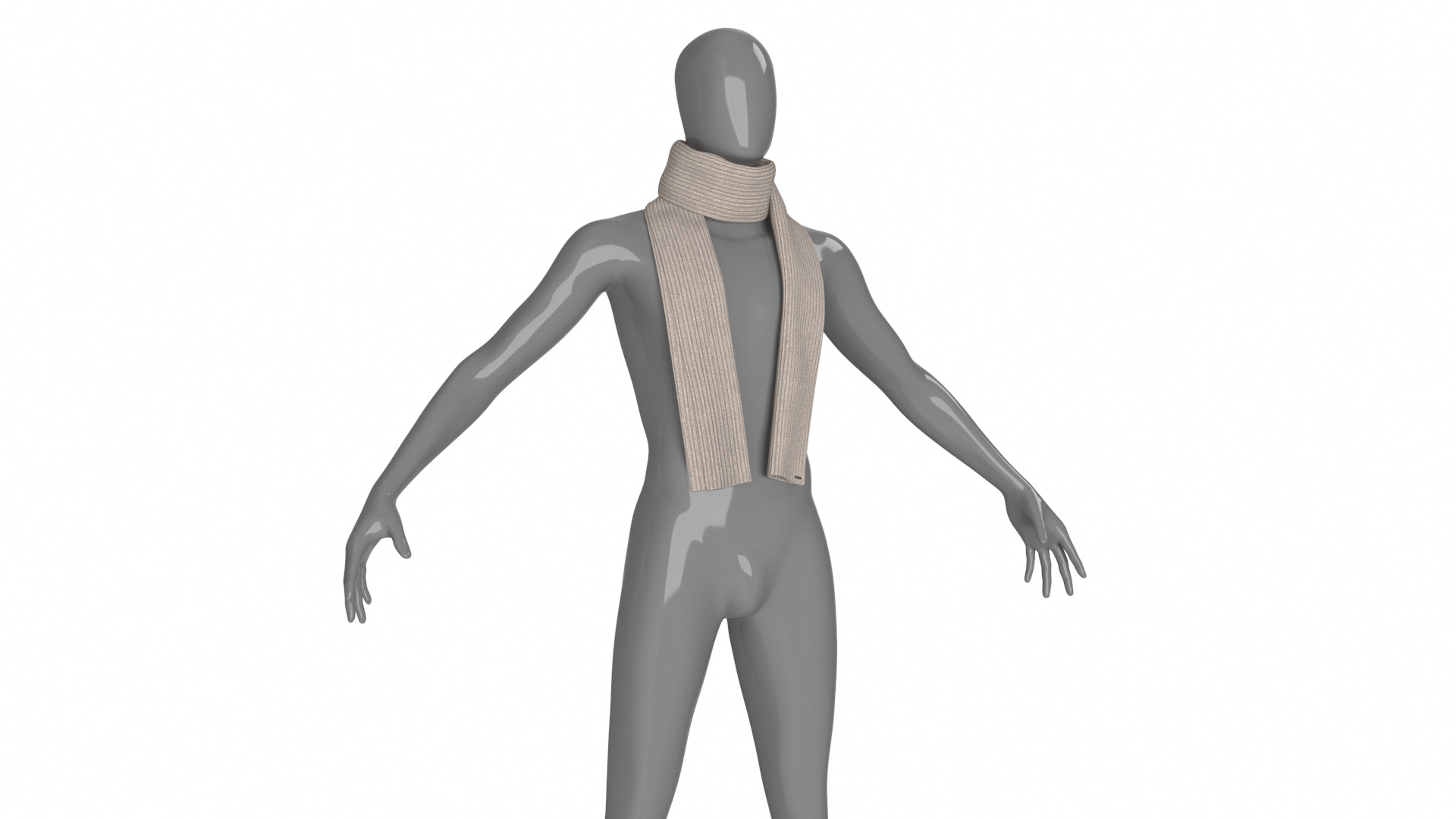 Beige Scarf Once Around Style 3D model