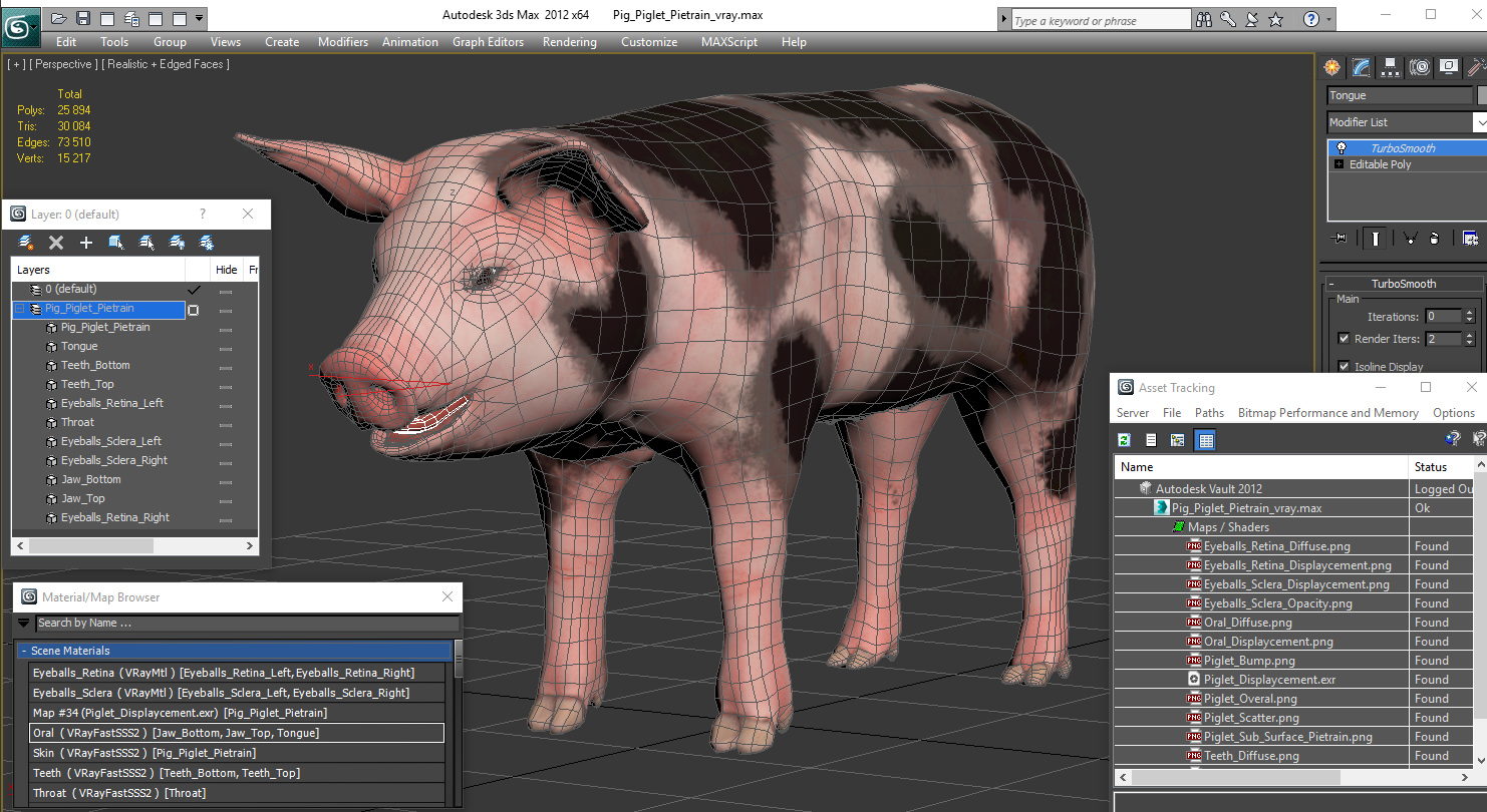 Pig Piglet Pietrain 3D model