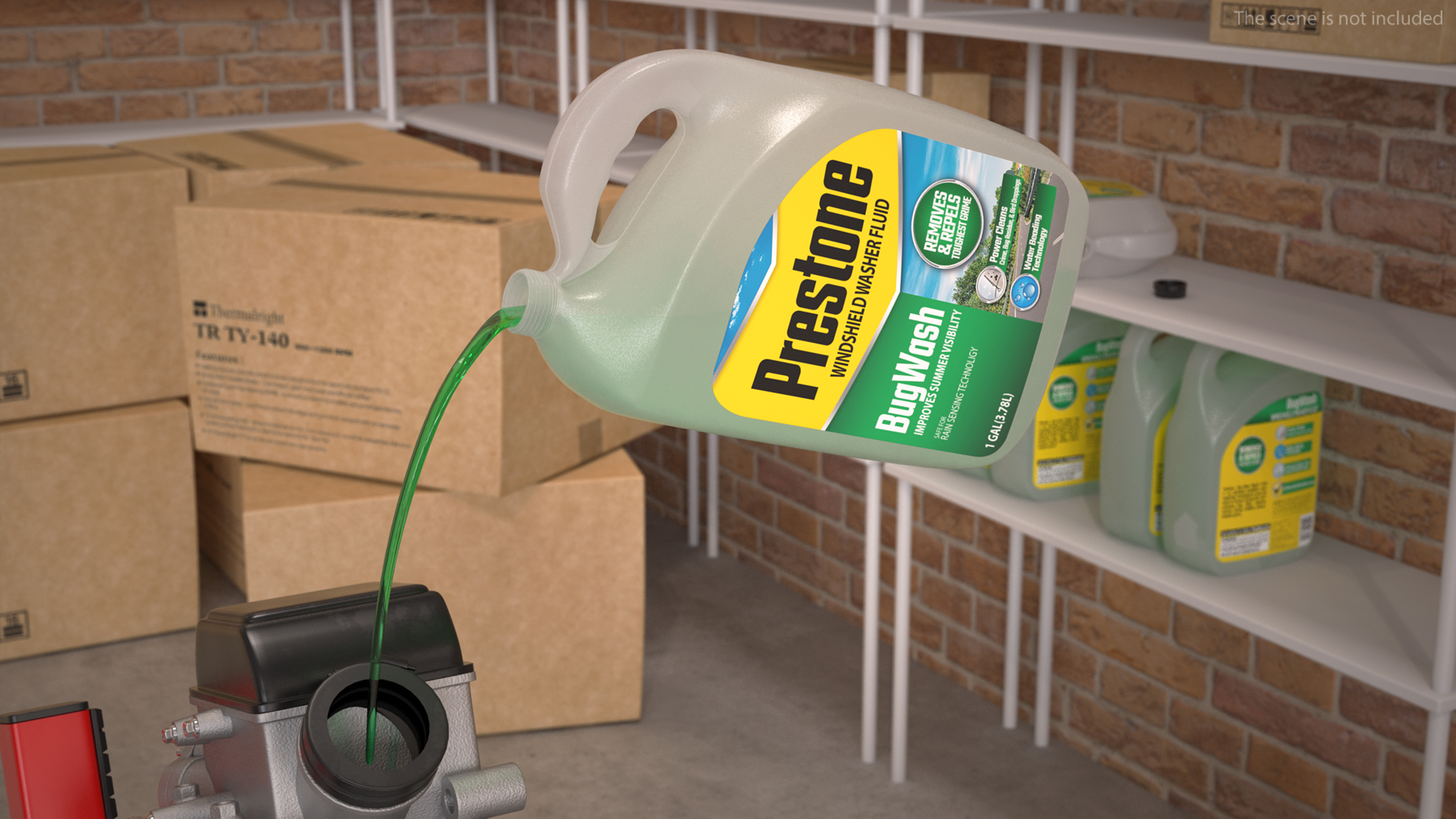 Green Windshield Washer Prestone with Pouring Liquid 3D