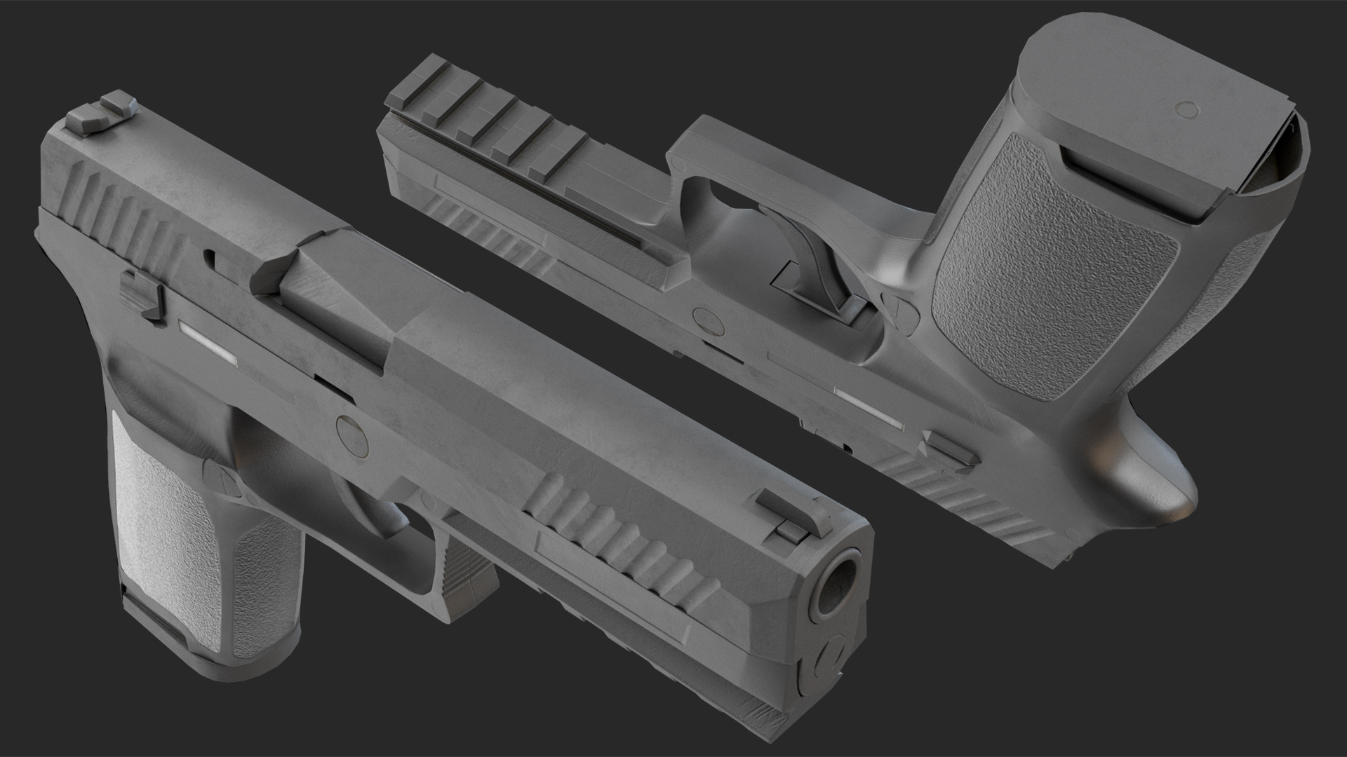 Modern Tactical Pistol Game Weapon 3D model