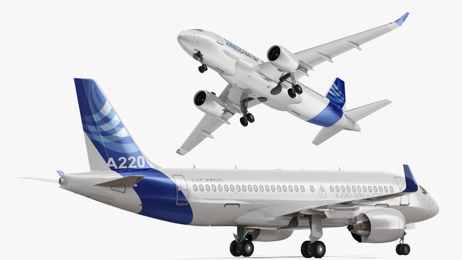 3D Airbus A220 100 Detailed Interior model