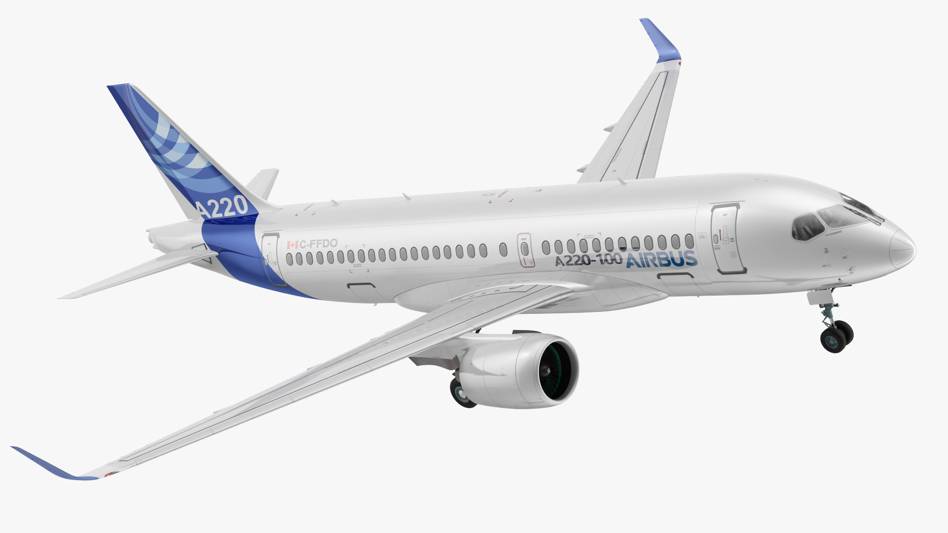 3D Airbus A220 100 Detailed Interior model