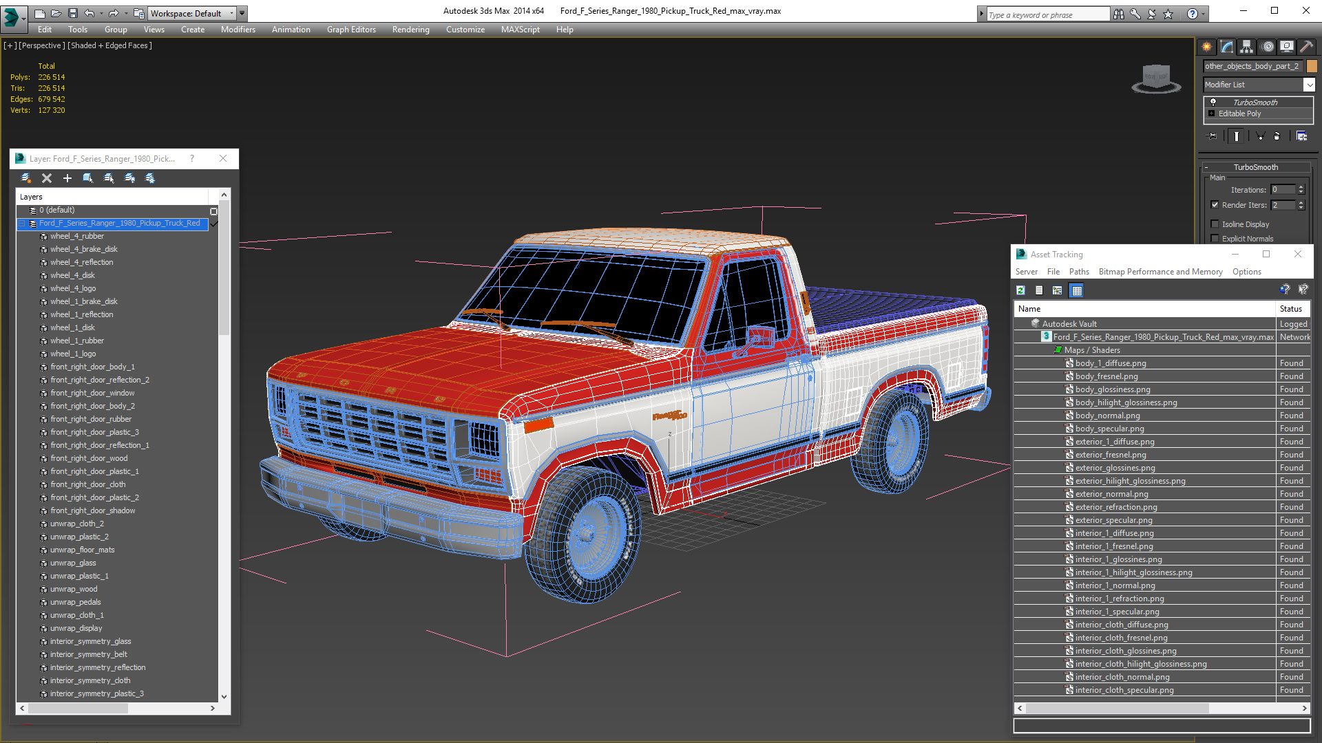 Ford F Series Ranger 1980 Pickup Truck Red 3D