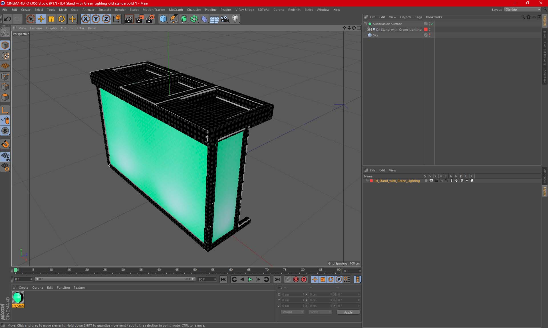 3D DJ Stand with Green Lighting model