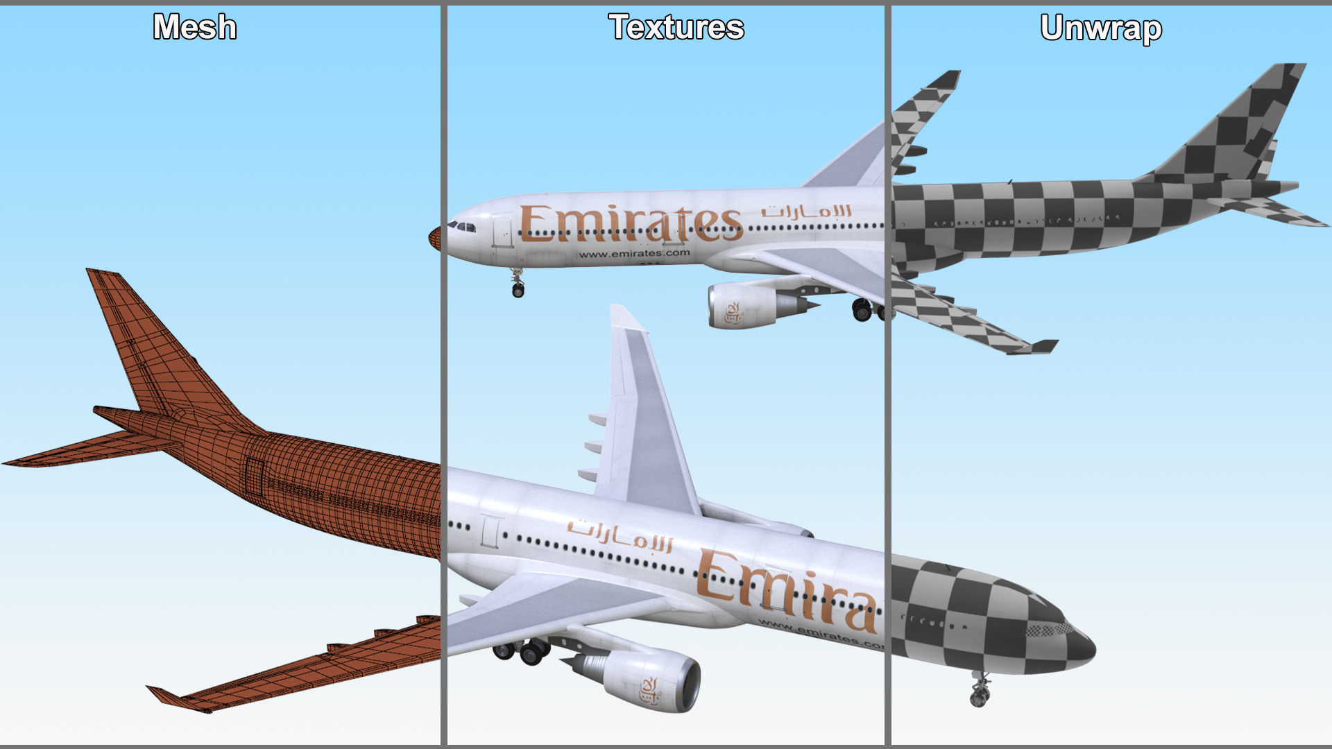 Emirates Airbus A330-200 3D model