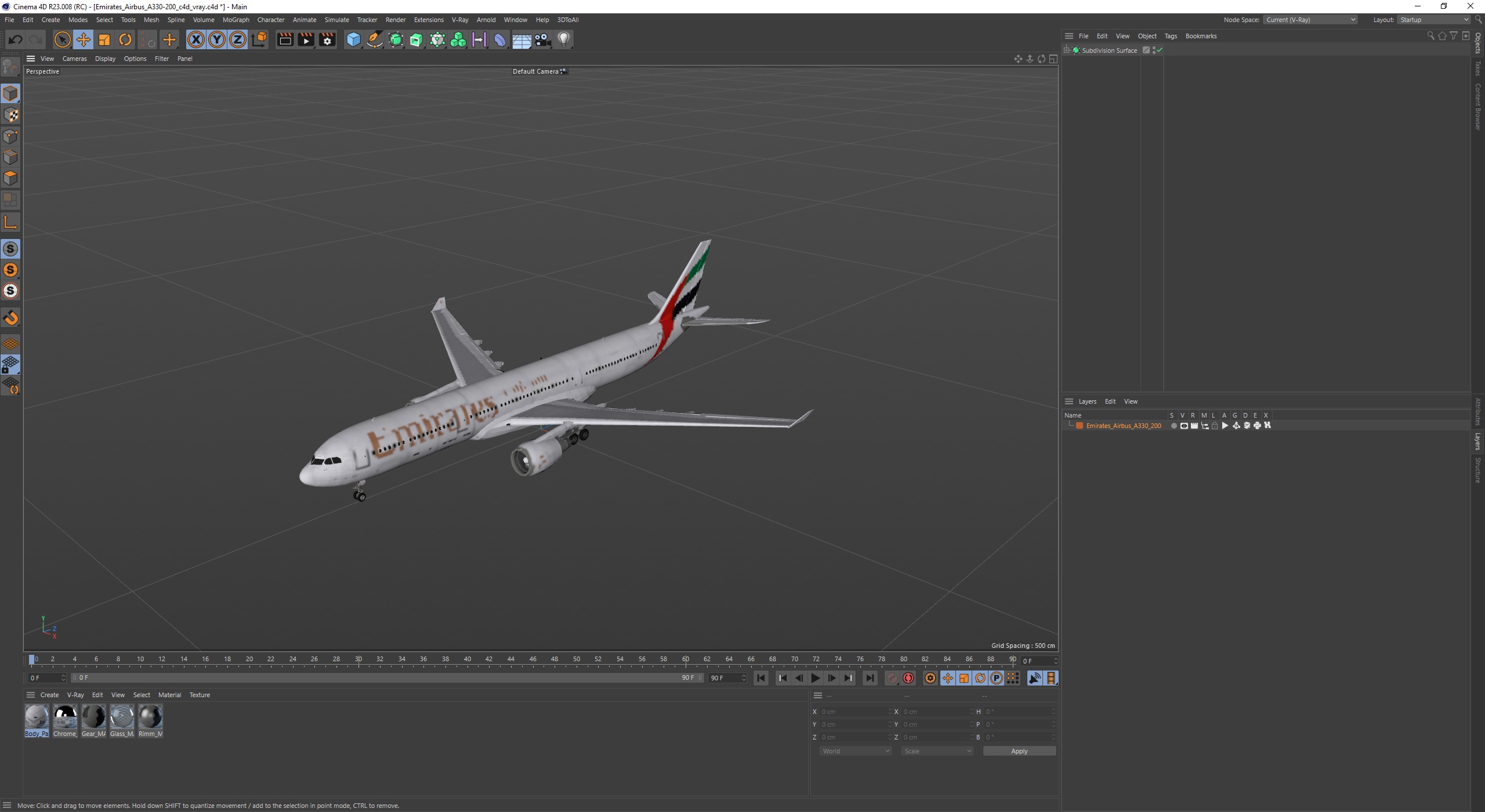 Emirates Airbus A330-200 3D model