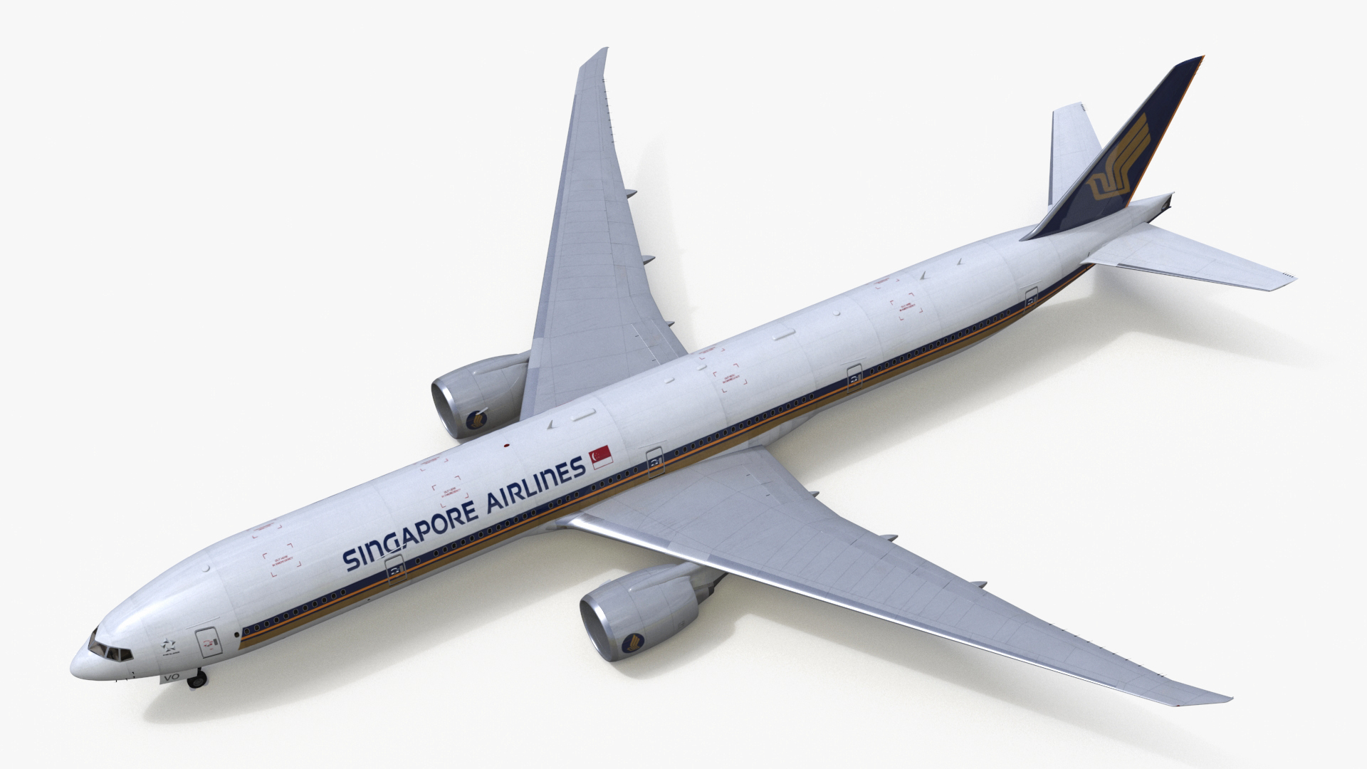 3D Singapore Airlines Boeing 777 Rigged